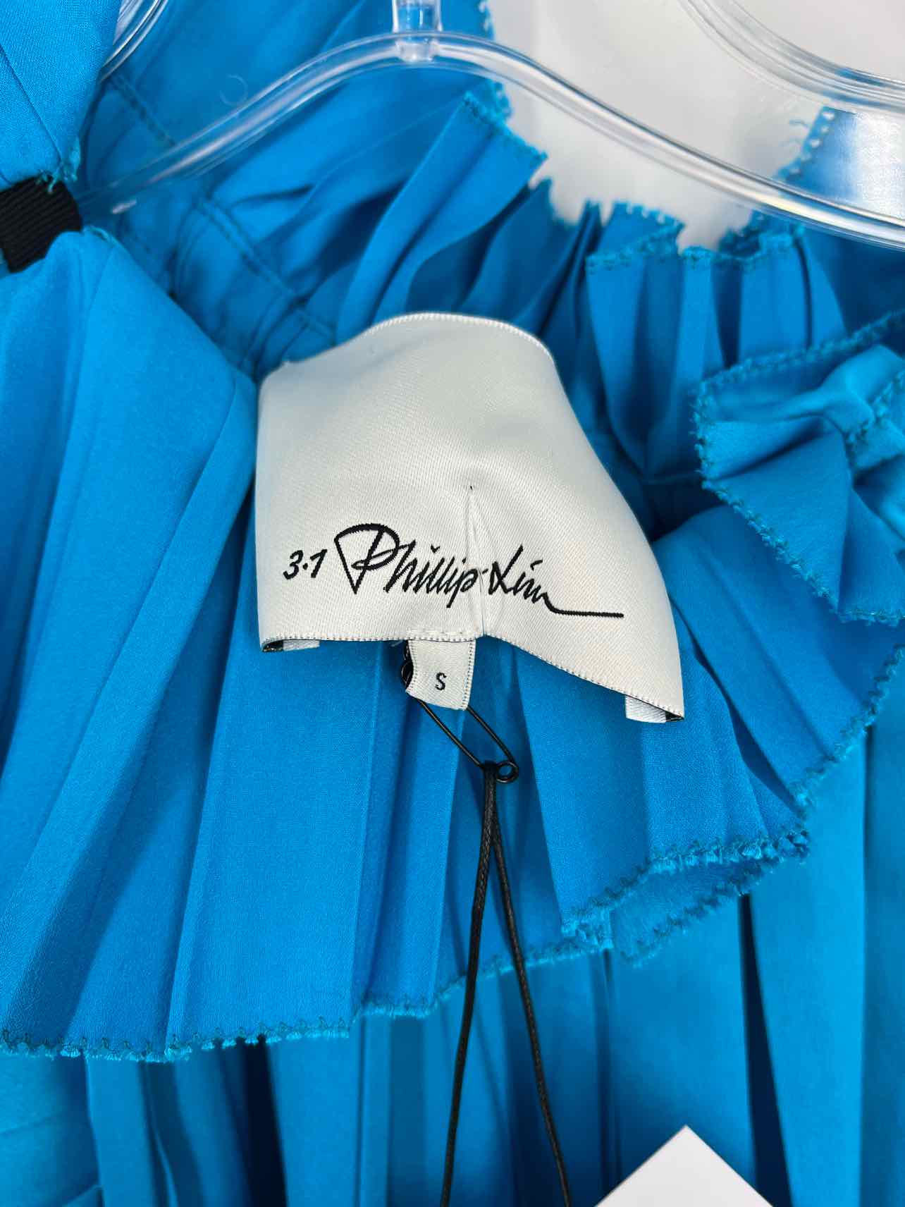3.1 Phillip Lim Size S Blue/Black Paneled Pleated NEW Designer Dress Maxi - Image 3