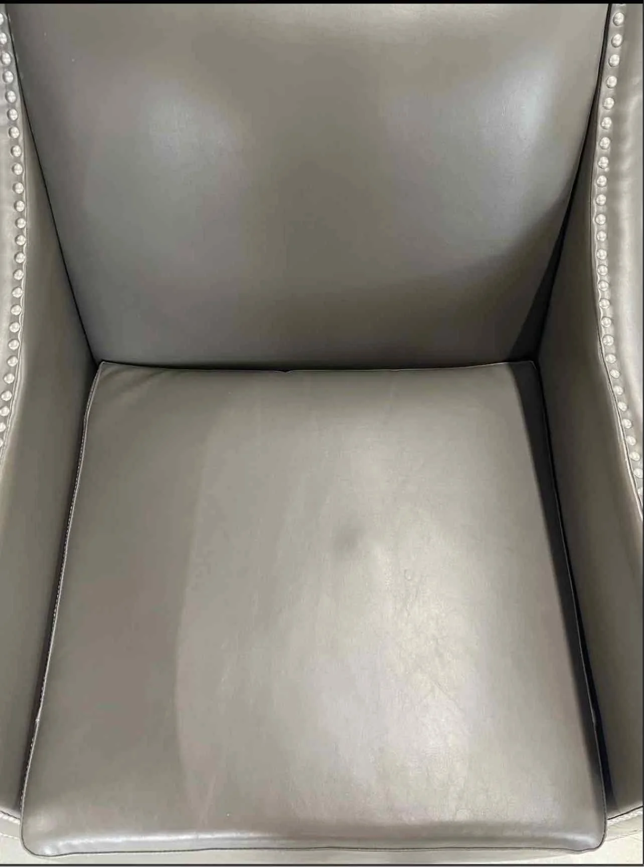 Abbyson Gray/Silver Faux Leather Nailhead Furniture Accent Chair - Image 3
