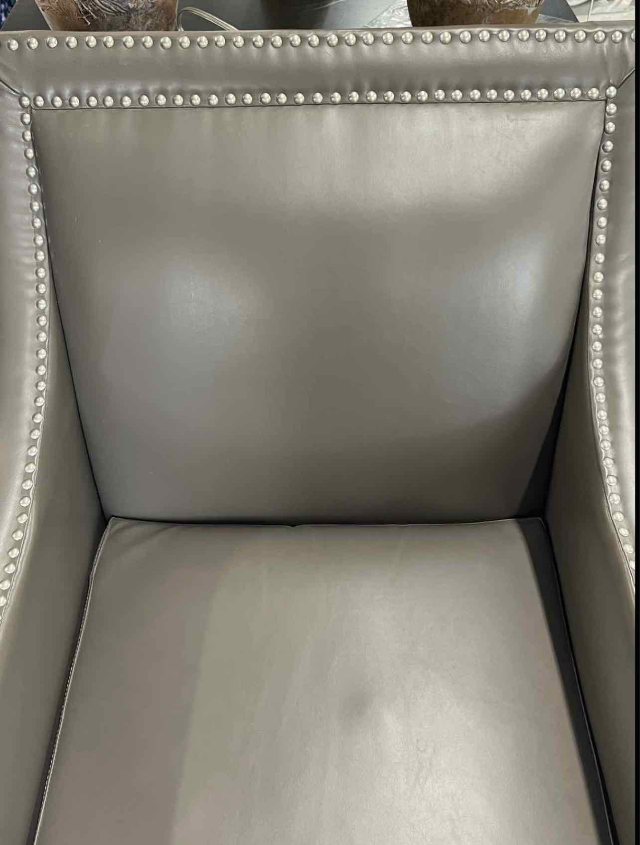 Abbyson Gray/Silver Faux Leather Nailhead Furniture Accent Chair - Image 4