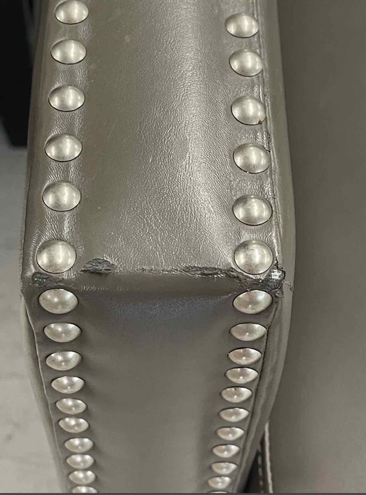 Abbyson Gray/Silver Faux Leather Nailhead Furniture Accent Chair - Image 7