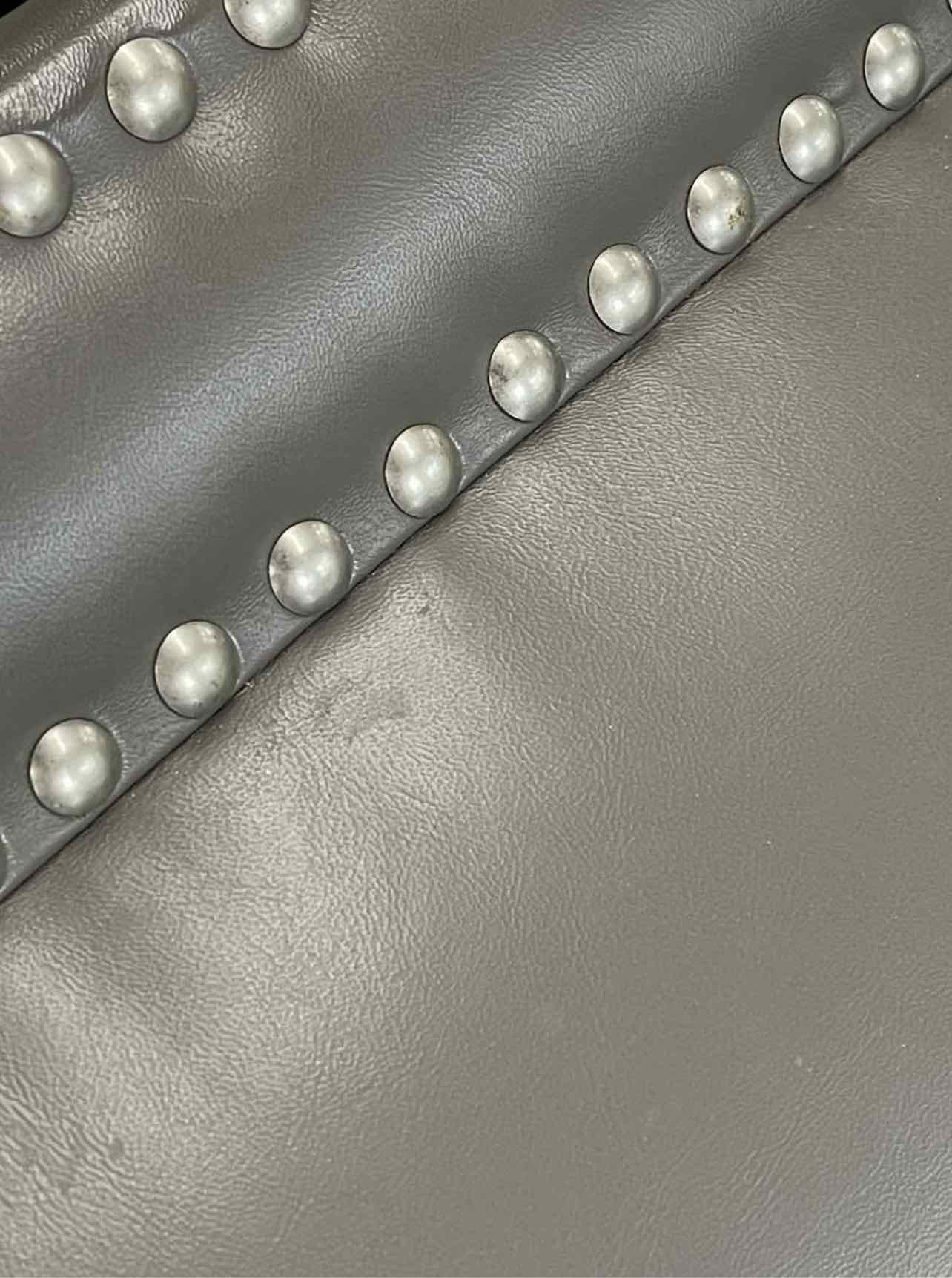 Abbyson Gray/Silver Faux Leather Nailhead Furniture Accent Chair - Image 9