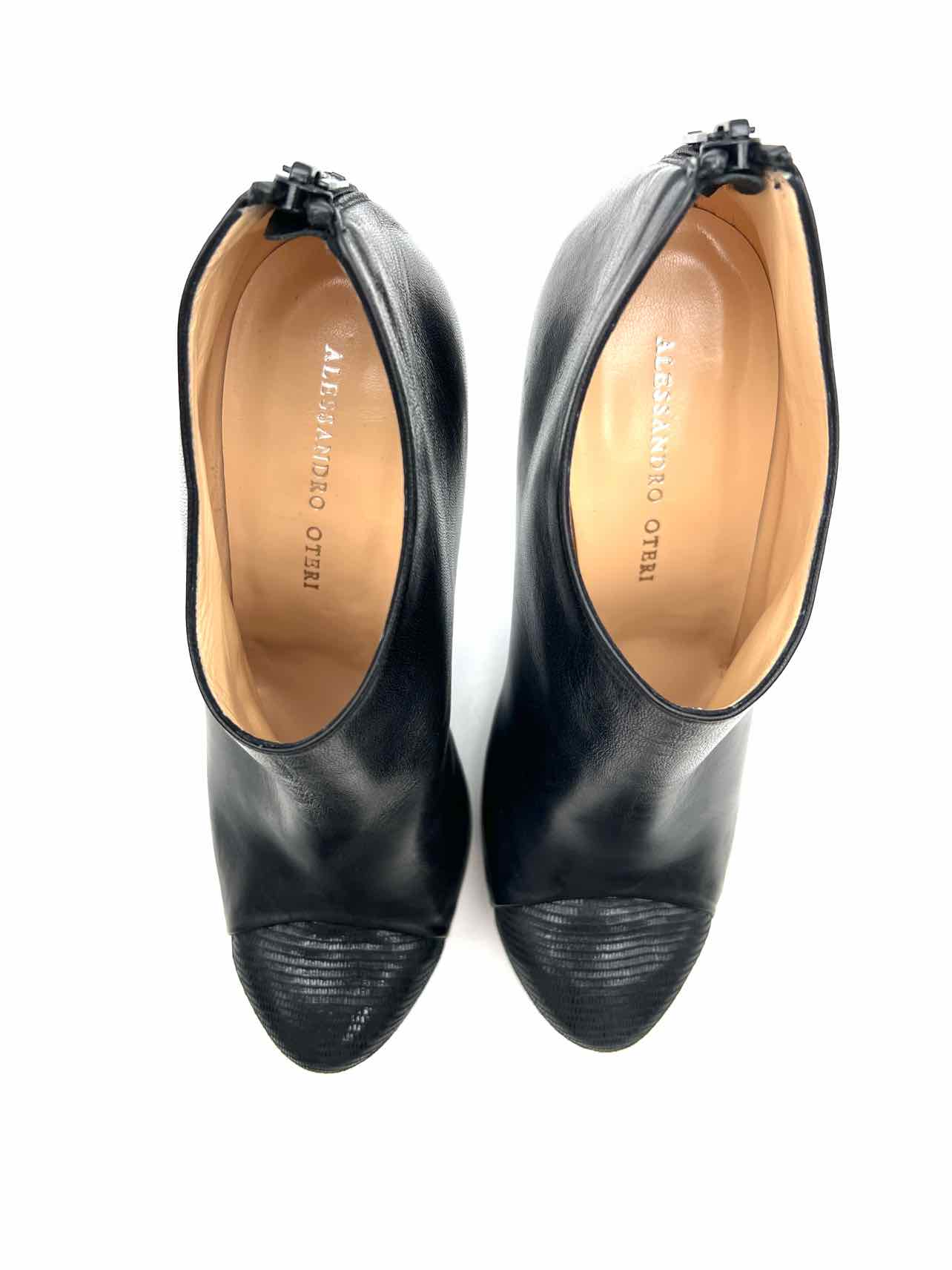 Alessandro Oteri Size 9.5? Black Reptile Leather AS IS Designer Shooties - Image 3
