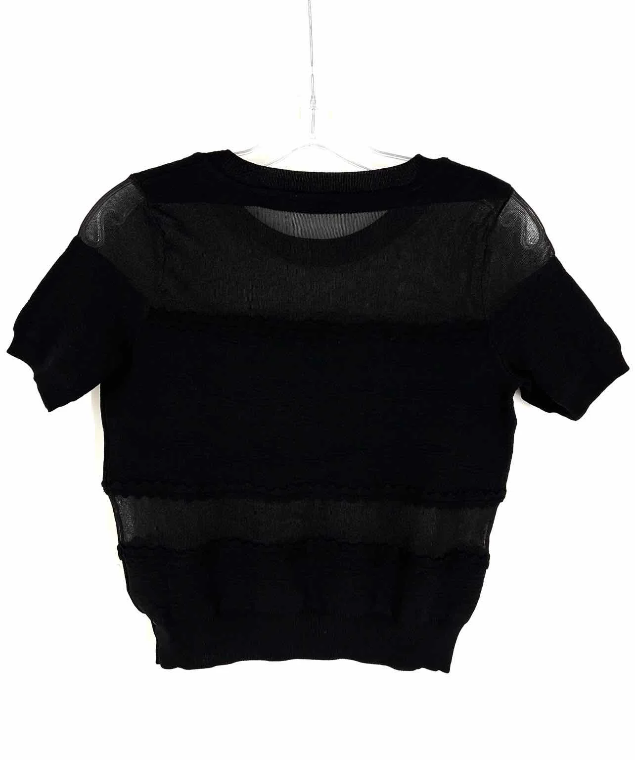 Alexander McQueen Size 2 Black Ric Rac Blocked Designer Top-Short Sleeve - Image 2
