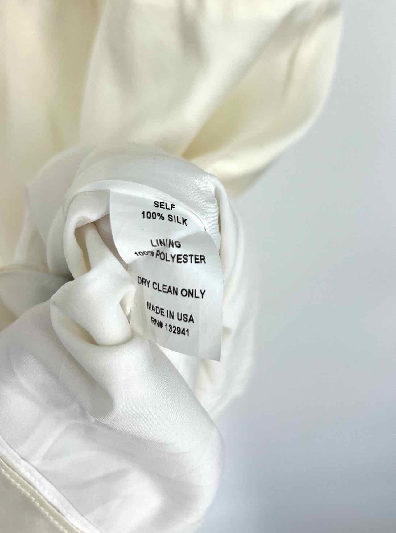 Amanda Uprichard Size S White Ruched Bubble Sleeve Designer Dress - Image 4