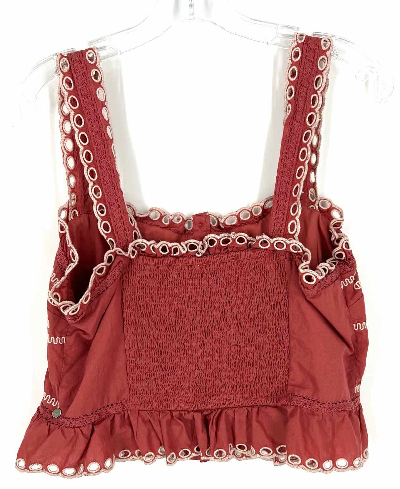 American Eagle Outftrs Size S Rose/White Eyelet Embroidered Sleeveless Blouse - Image 2