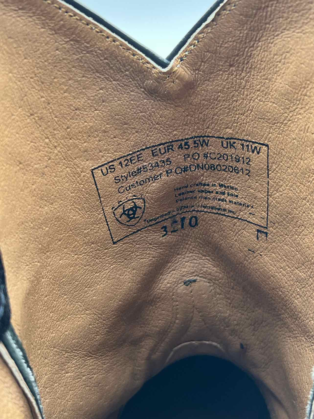 Ariat Size 12 Bk/Yw/Rd Stitched Leather Men's Shoes Boots- Men's - Image 9