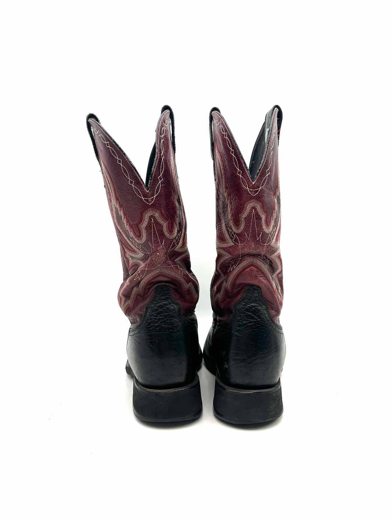 Ariat Size 9.5 Maroon/Black Embroidered Leather Men's Shoes Boots- Men's - Image 2