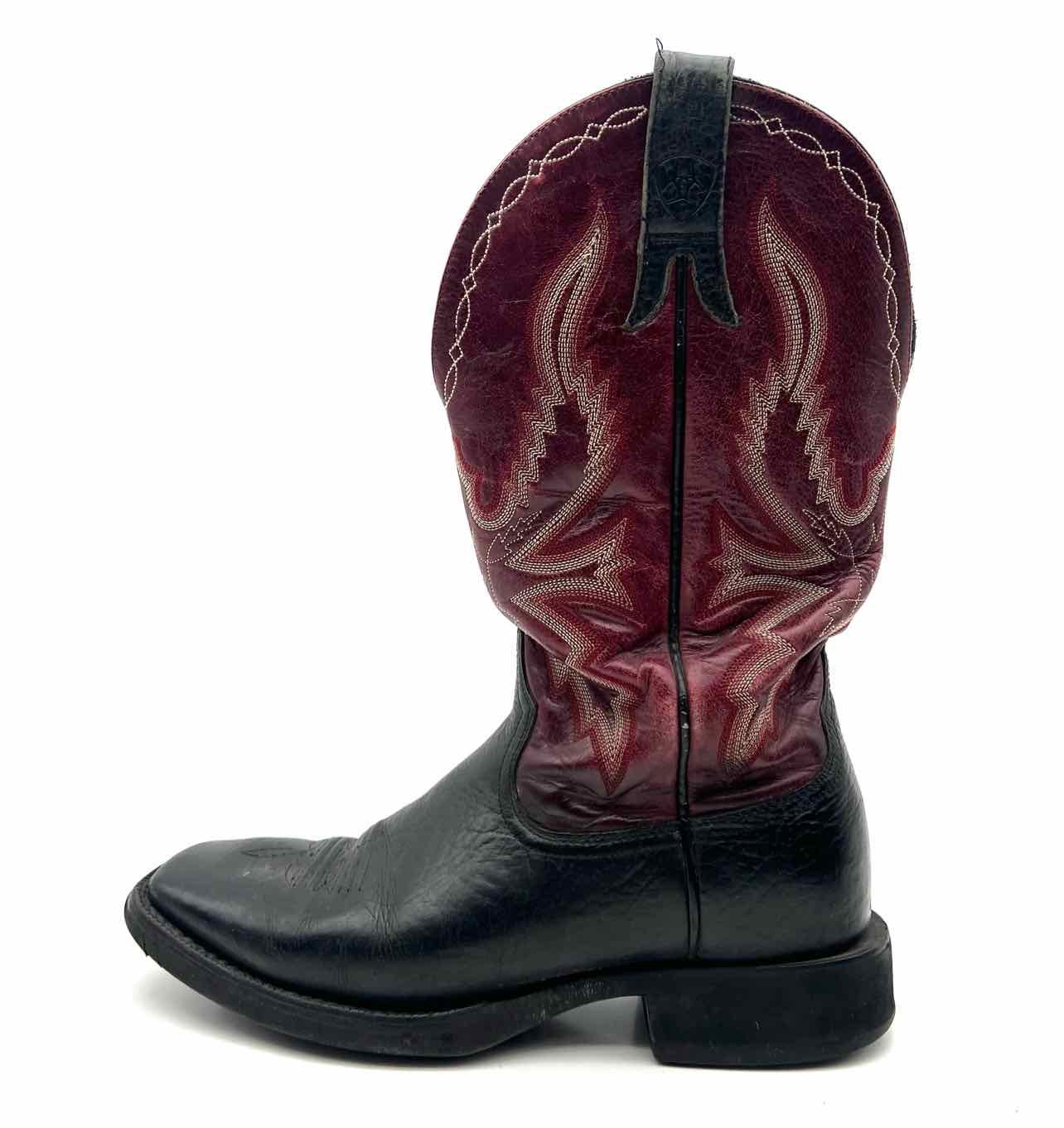Ariat Size 9.5 Maroon/Black Embroidered Leather Men's Shoes Boots- Men's - Image 4
