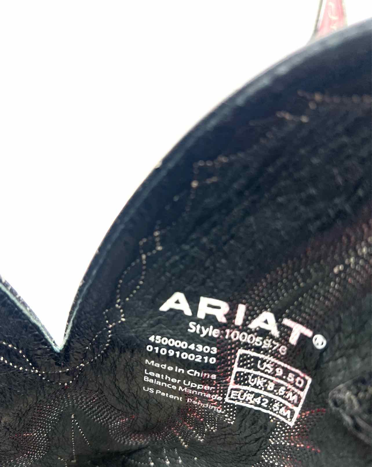 Ariat Size 9.5 Maroon/Black Embroidered Leather Men's Shoes Boots- Men's - Image 7