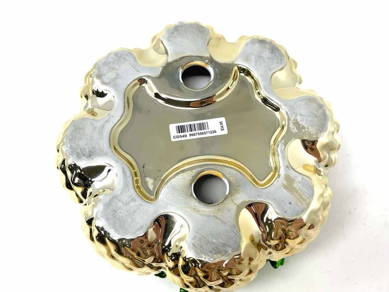 Bath & Body Works Gold/Green Pineapple Metallic Home Decor Candle Holder - Image 3
