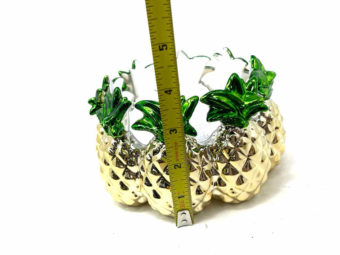 Bath & Body Works Gold/Green Pineapple Metallic Home Decor Candle Holder - Image 5