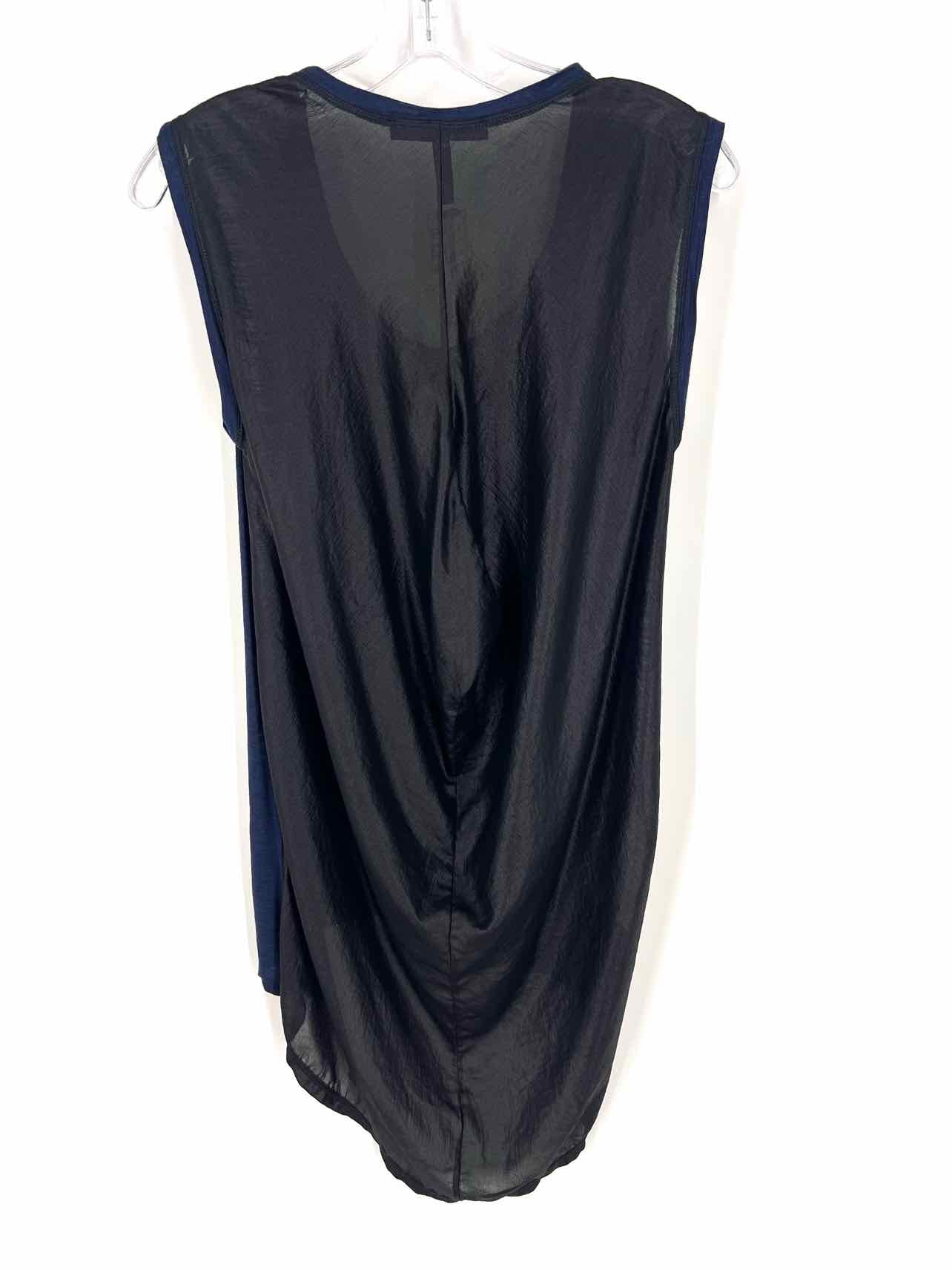 BCBGMaxazria Size XS Navy/Black Blocked Hi-Lo Designer Top-Sleeveless - Image 2