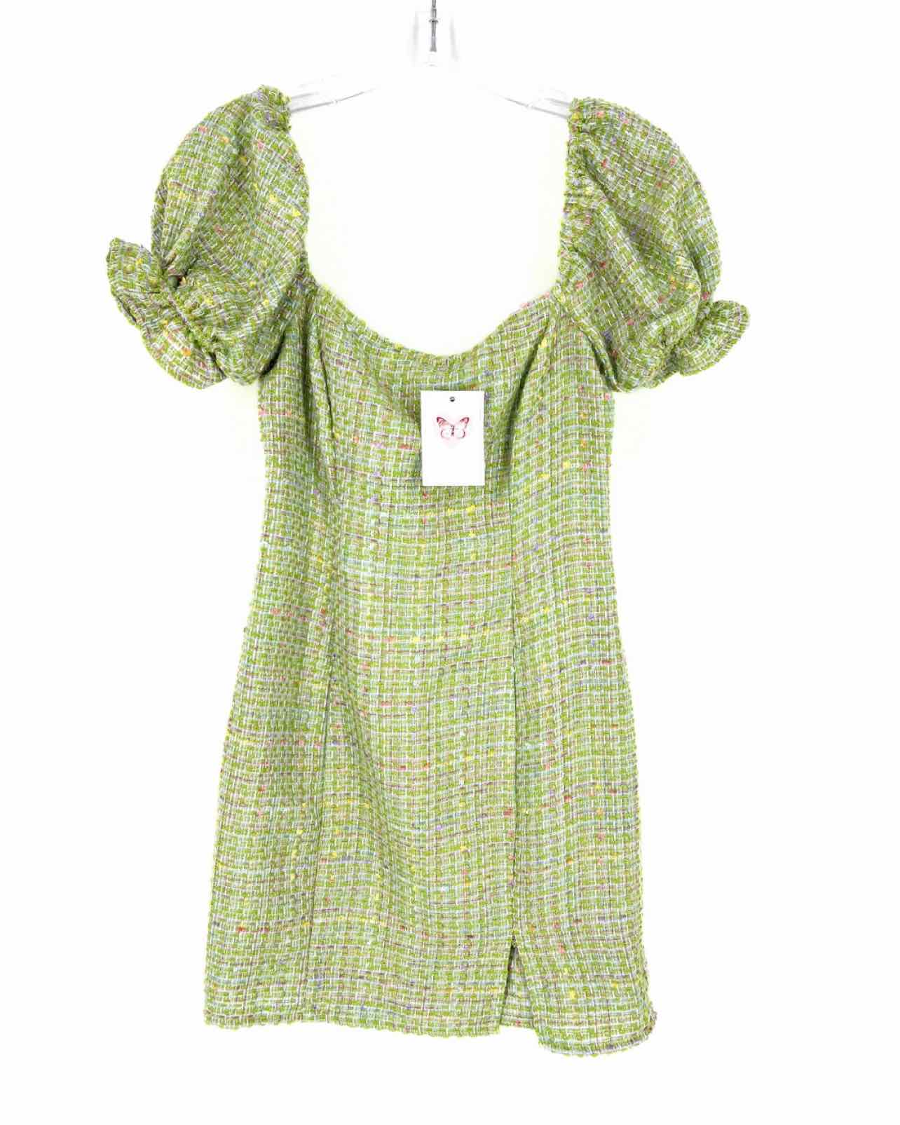 Blue Blush Size S Green/Multi Tweed Puff Sleeve NEW Dresses Dress