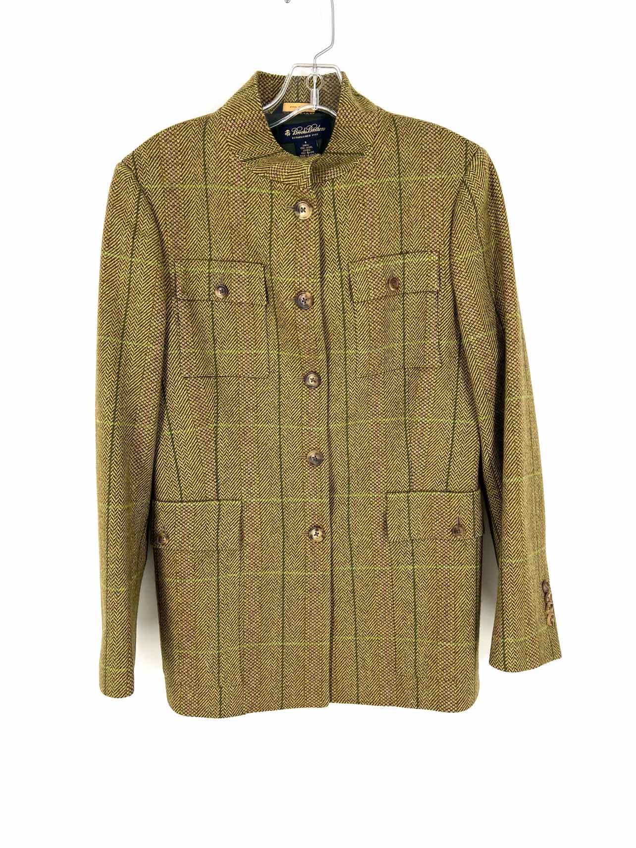 Brooks Brothers Size 8 Olive/Multi Plaid Wool Blazer Jacket