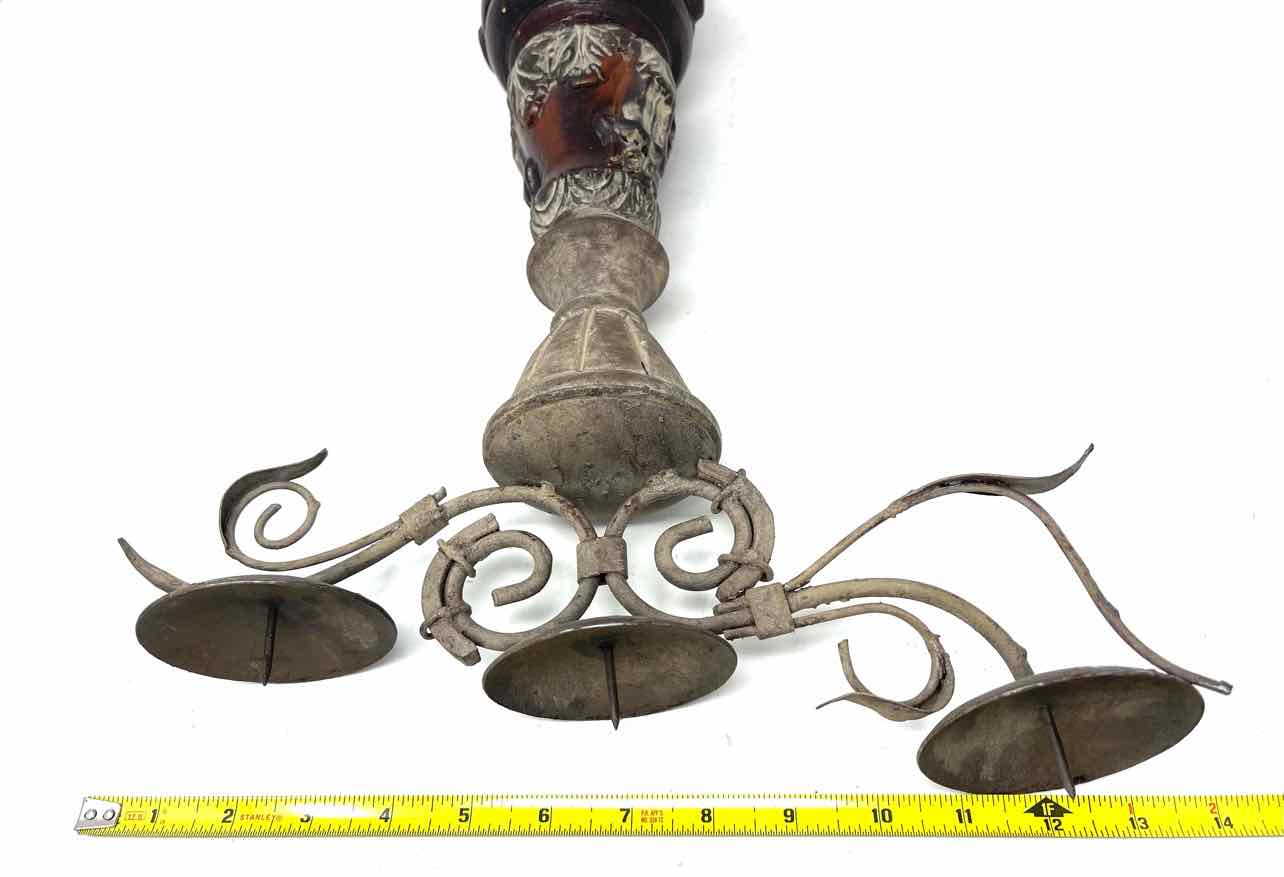 Brown Scroll/Acanthus Distressed Home Decor Candleabra - Image 3