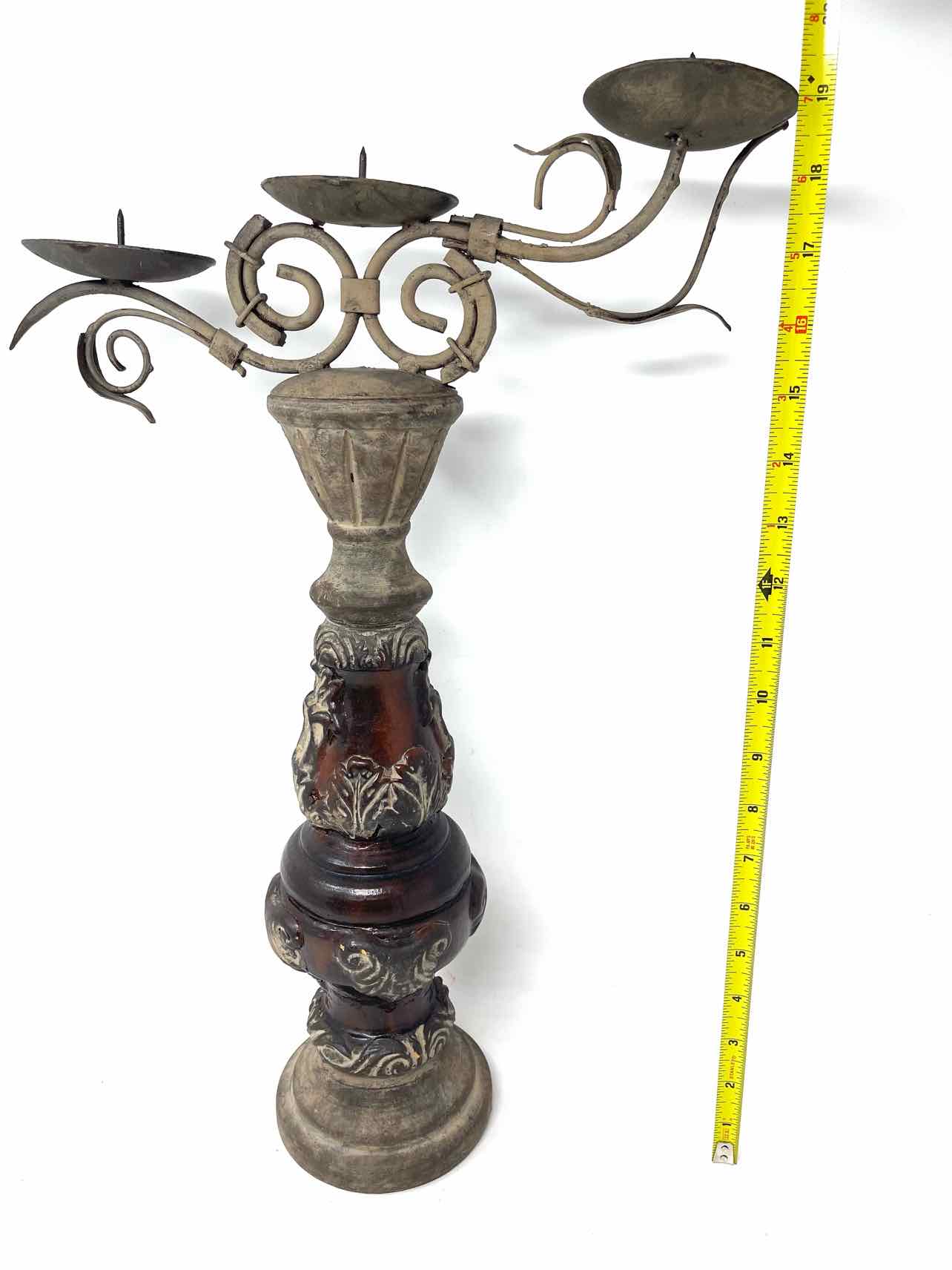 Brown Scroll/Acanthus Distressed Home Decor Candleabra - Image 5
