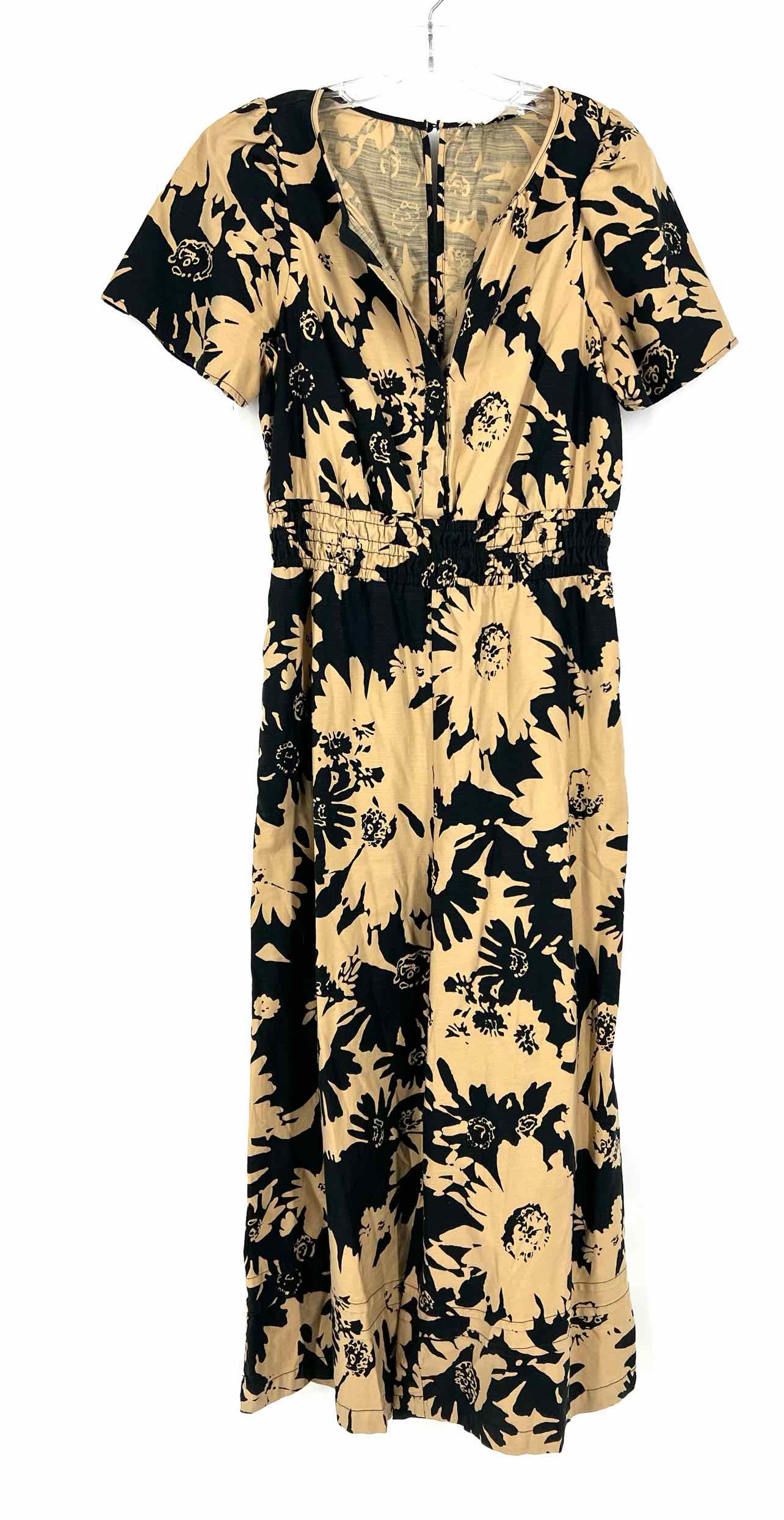 By Anthropologie Size M Brown/Black Floral Cinched Dresses Jumpsuit