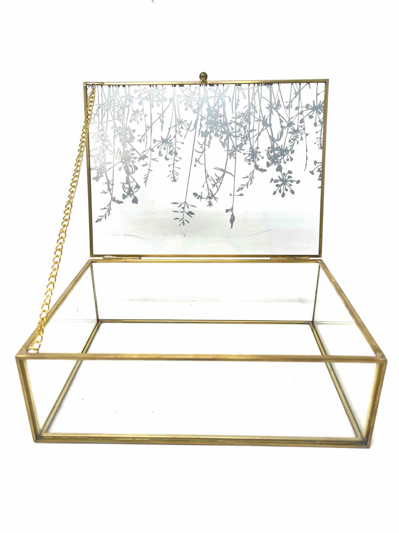 Clear/Gold Botanical Home Decor Trinket Box - Image 3