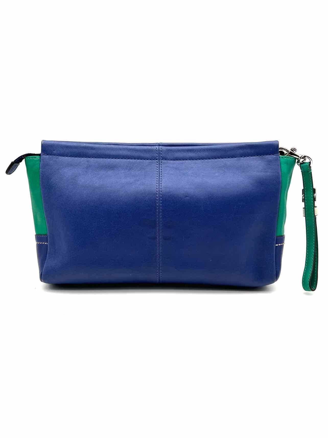 Coach Bl/Wh/Gr Colorblock Turn-lock Leather AS IS Designer Wristlet - Image 2