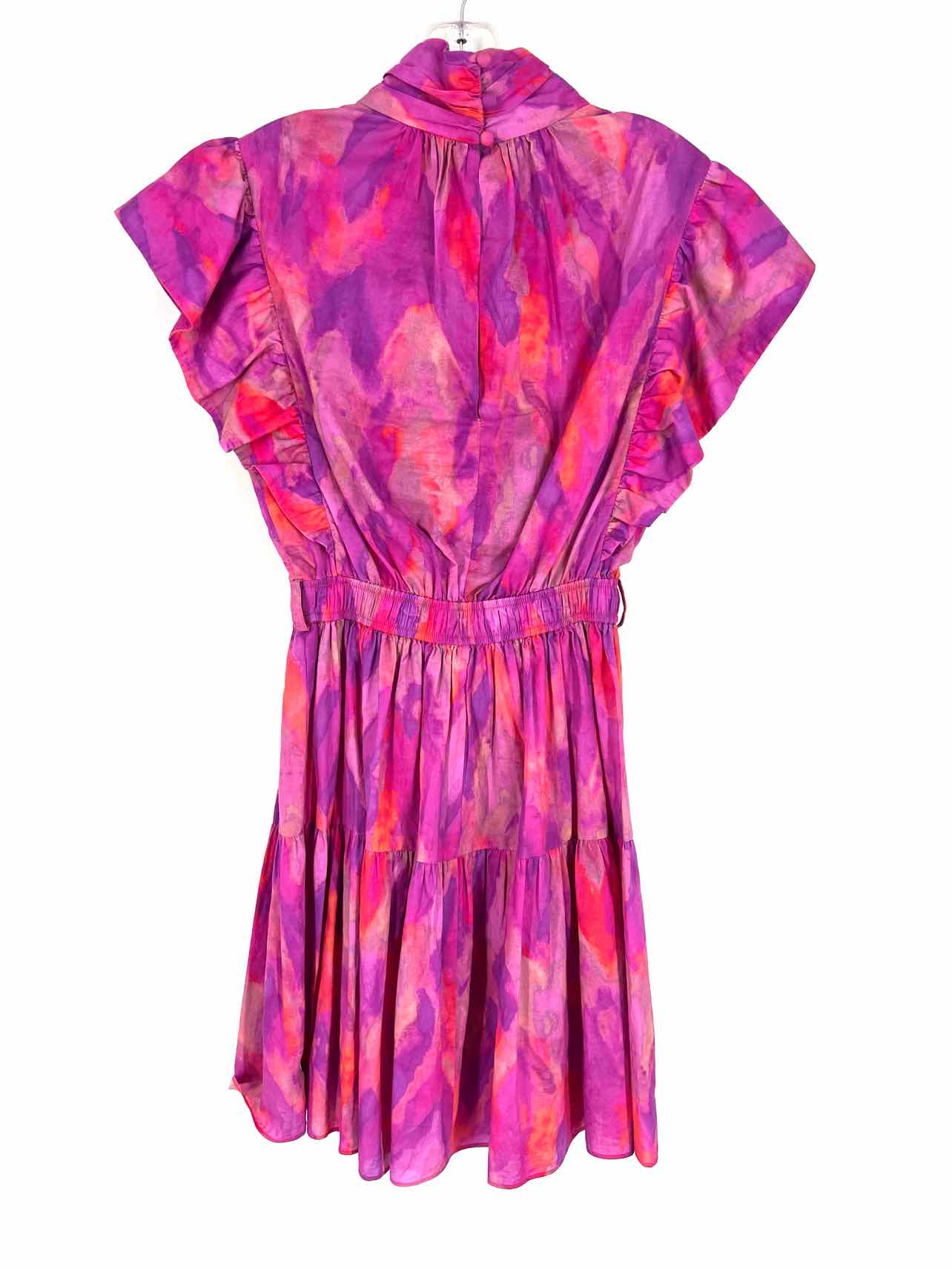 Derek Lam 10 Crosby Size 4 Fuschia/Coral Tie Dye Twist Belted Designer Dress - Image 2