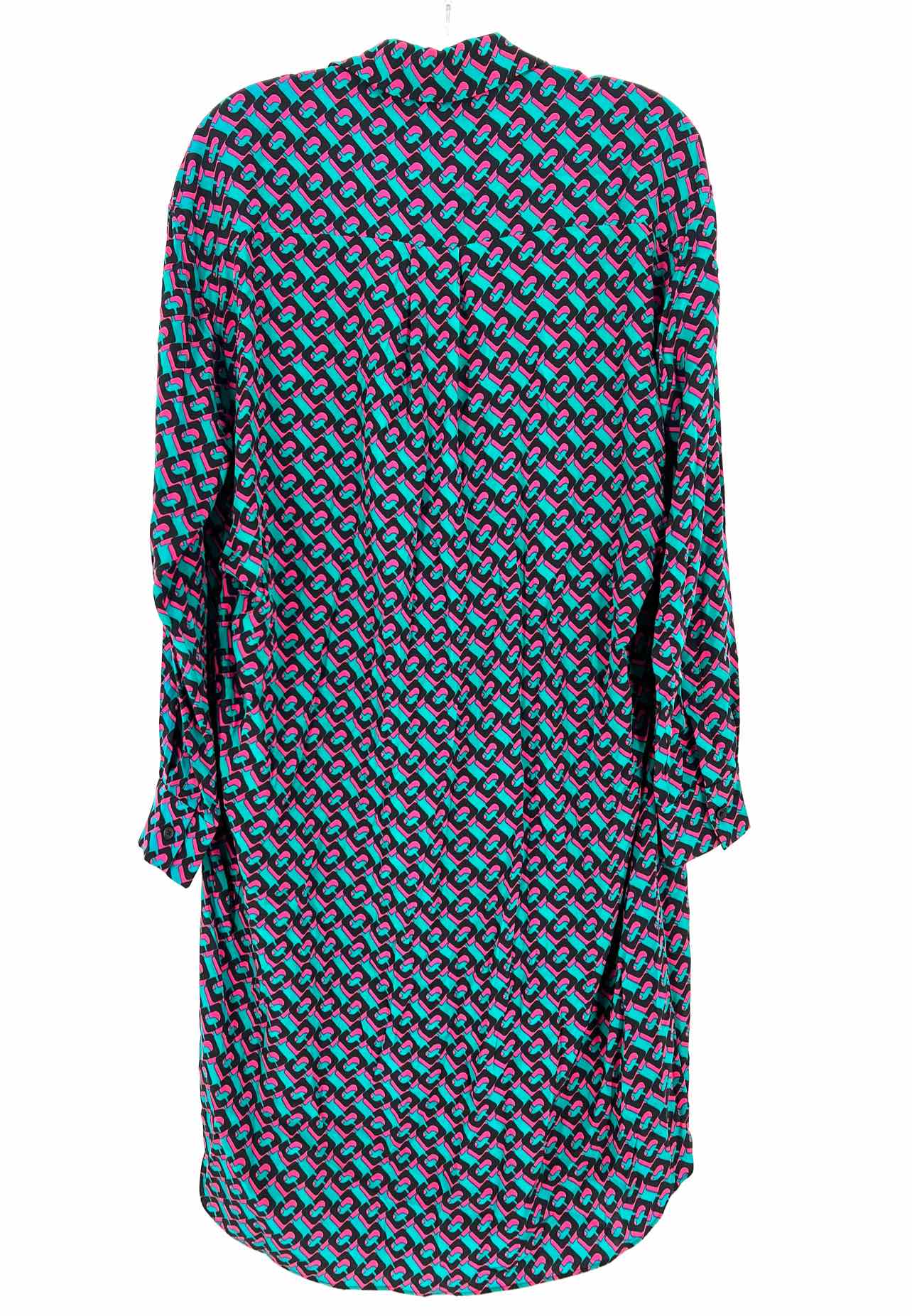 Diane Von Furstenberg Size M Teal/Black Print Silk Dresses Dress - Image 2