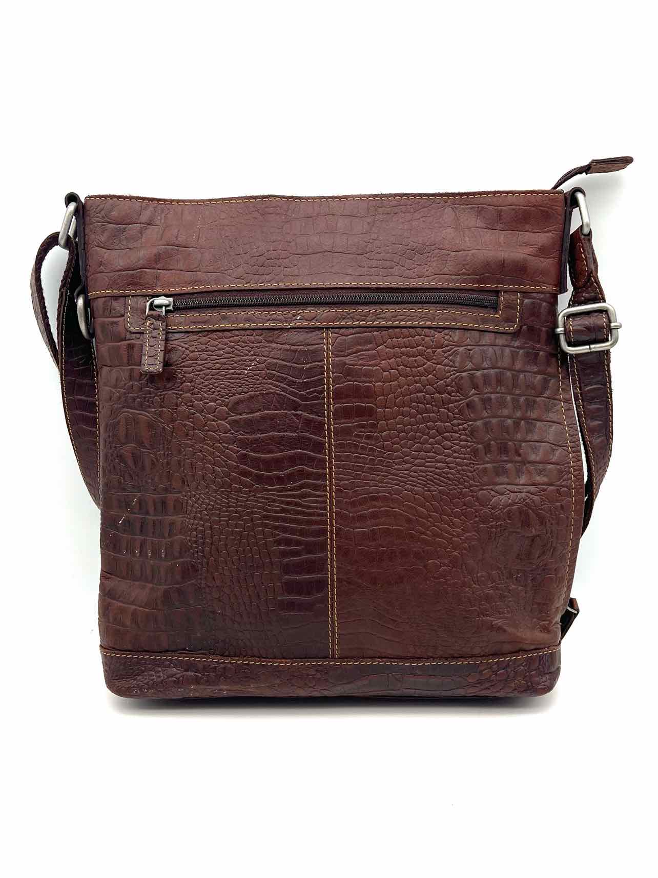 Dk Brown Embossed Leather Designer Messenger Bag