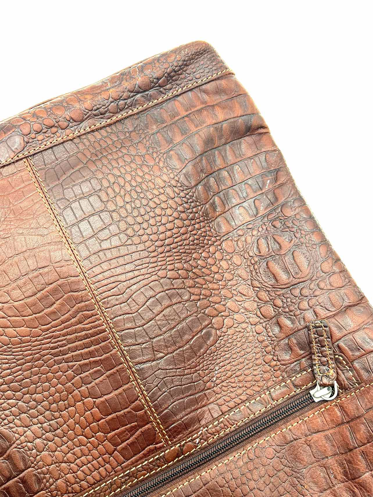 Dk Brown Embossed Leather Designer Messenger Bag - Image 6