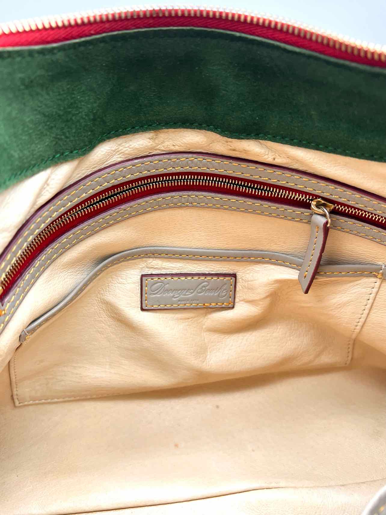 Dooney & Bourke Size L Taupe/Gold Hobo Buckle Leather Designer Purse - Image 8