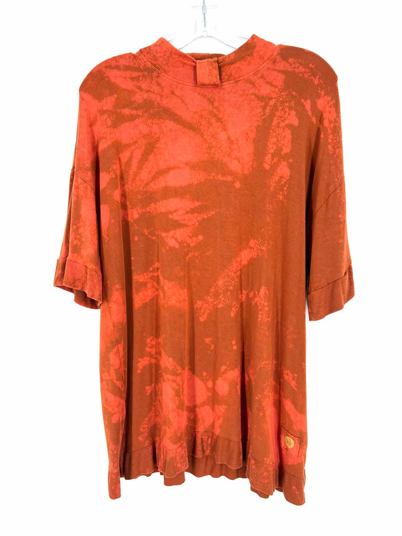 Double D Ranch Size XL Burnt Orange/Orange Mock Neck Tie Dye Designer Tunic