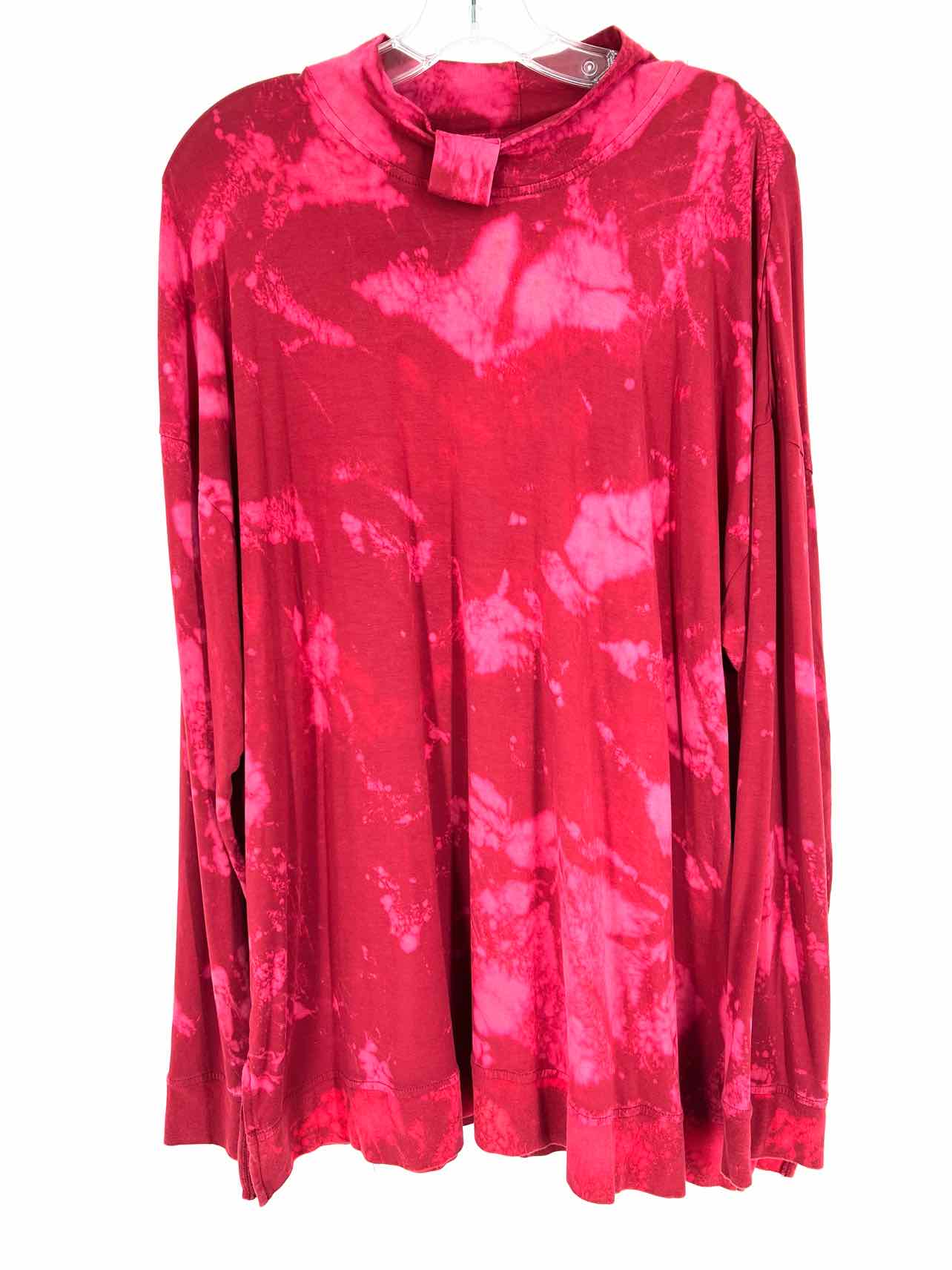 Double D Ranch Size XL Cranberry/Pink Mock Neck Tie Dye Designer Tunic