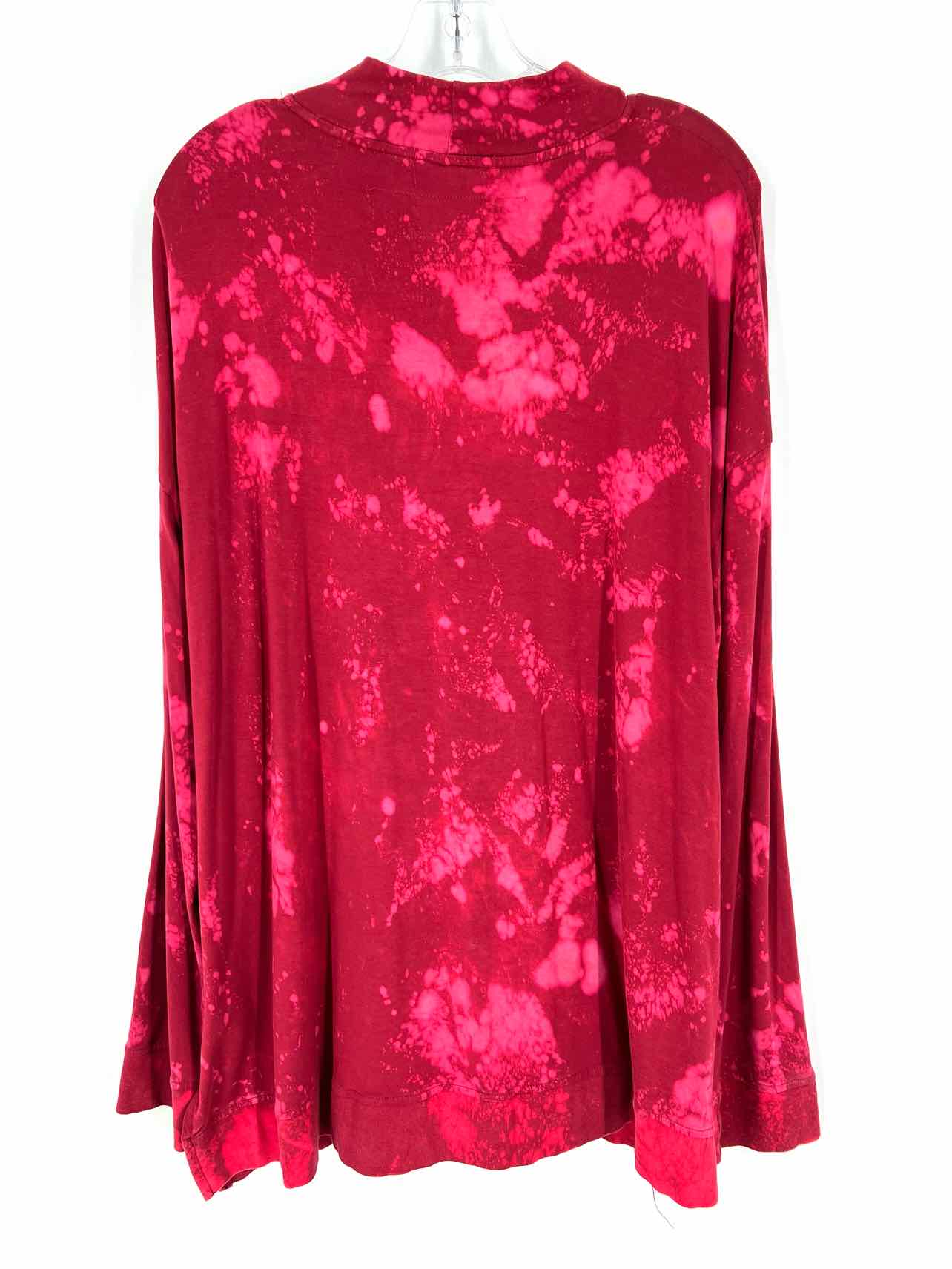 Double D Ranch Size XL Cranberry/Pink Mock Neck Tie Dye Designer Tunic - Image 2
