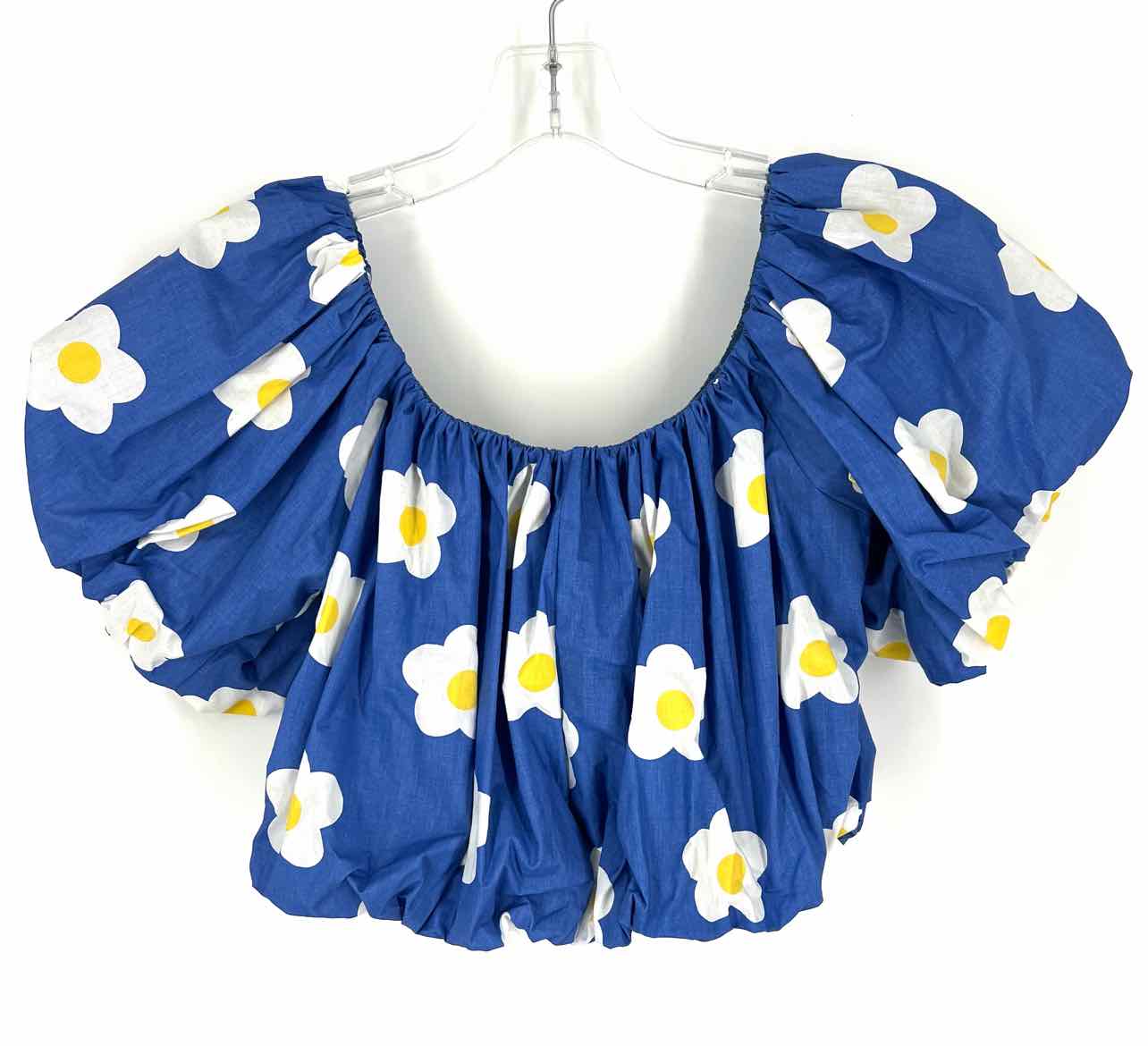 Easel Size L Bl/Wh/Yw Floral Bubble Tops Top-Short Sleeve - Image 2