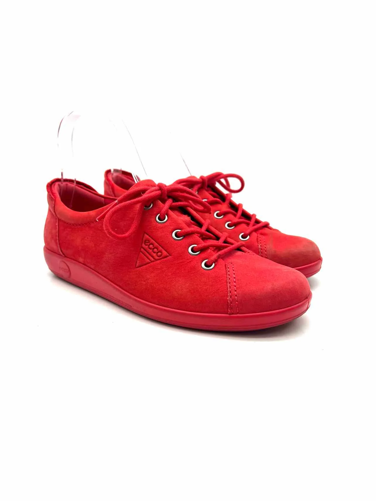 Ecco Size 5/5.5 Red Lace-Up Nubuck Shoes Sneakers