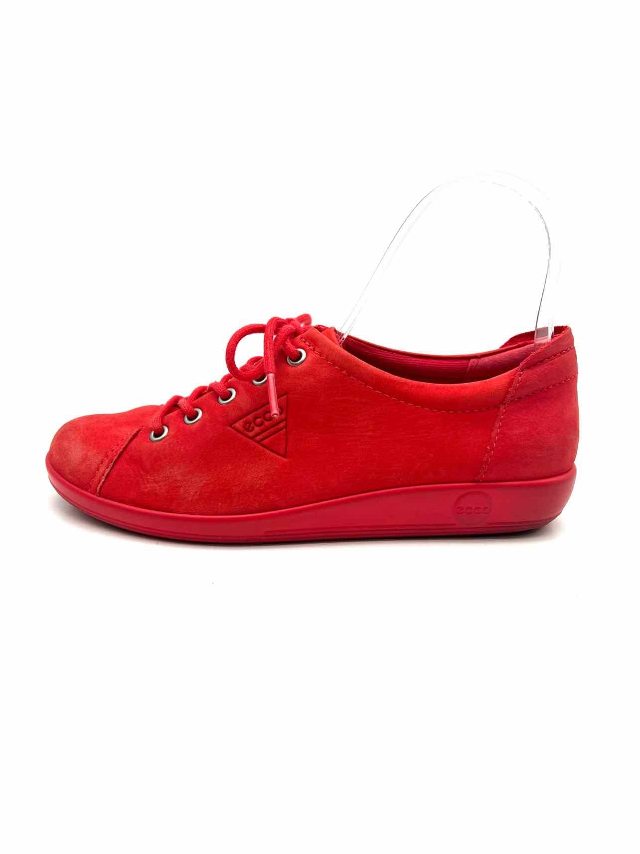Ecco Size 5/5.5 Red Lace-Up Nubuck Shoes Sneakers - Image 2