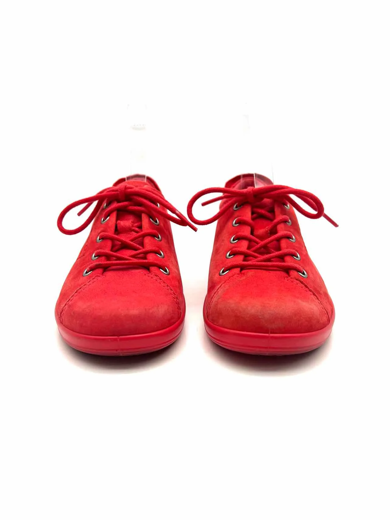 Ecco Size 5/5.5 Red Lace-Up Nubuck Shoes Sneakers - Image 3