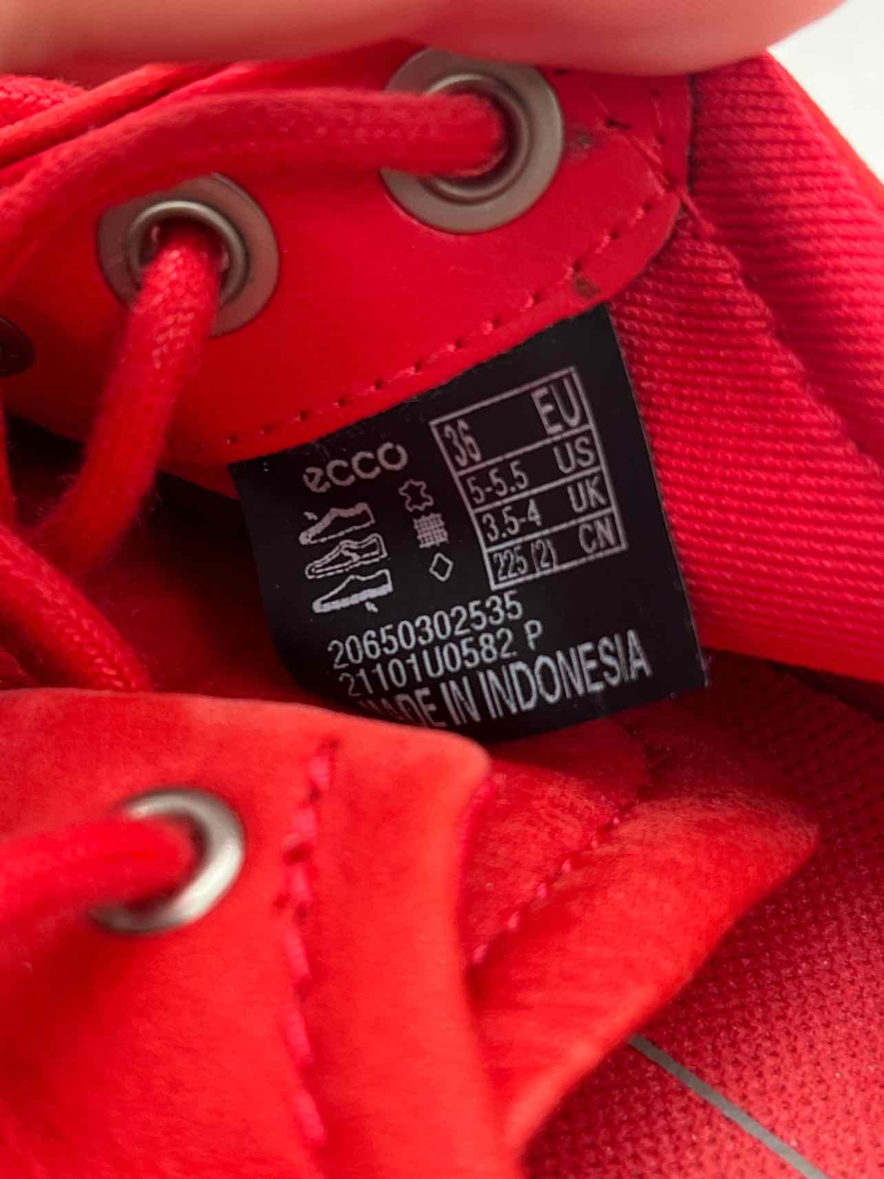 Ecco Size 5/5.5 Red Lace-Up Nubuck Shoes Sneakers - Image 8
