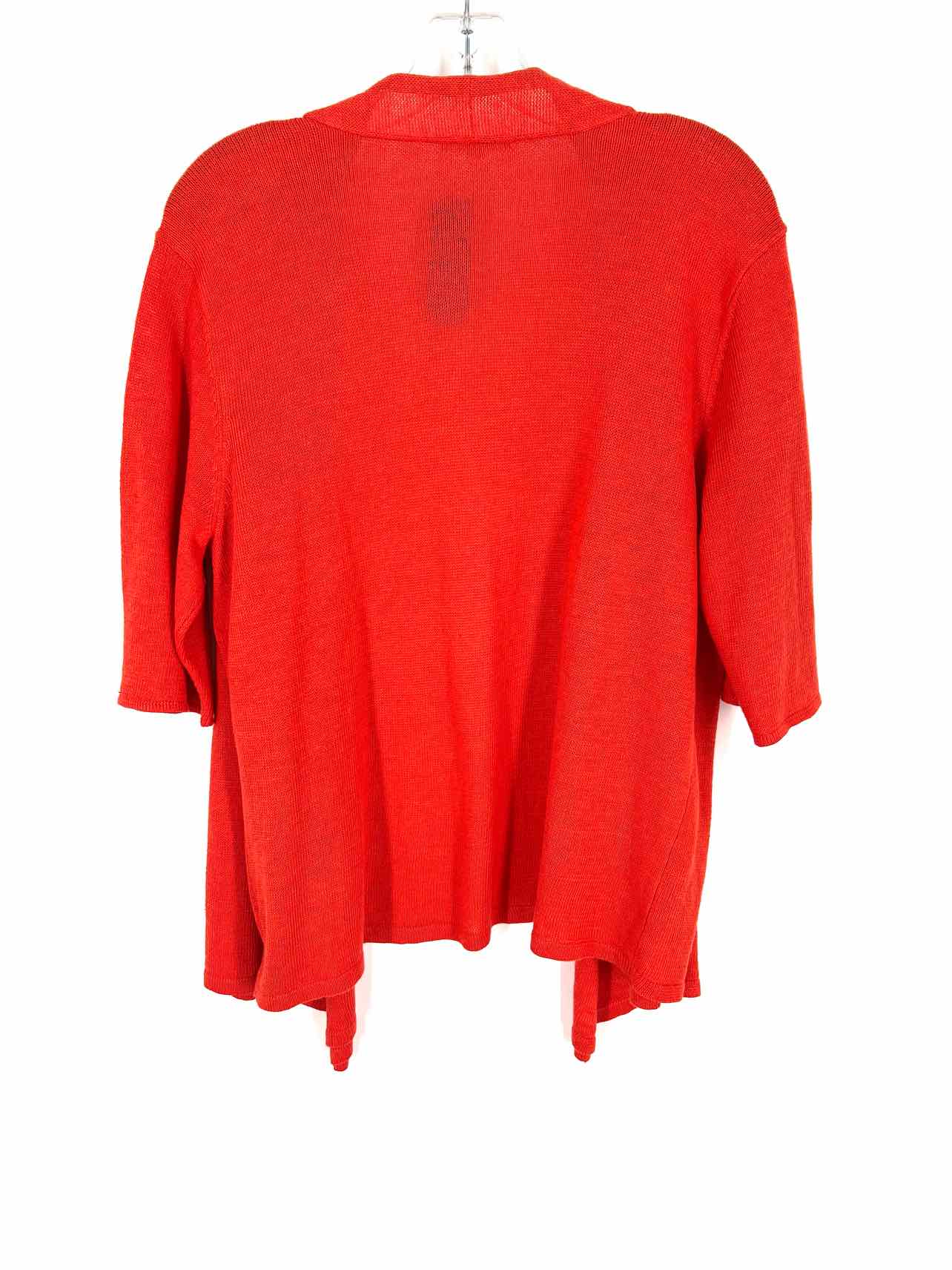 Eileen Fisher Size L Orange-Red Knit Linen Cardigans Cardigan - Image 2