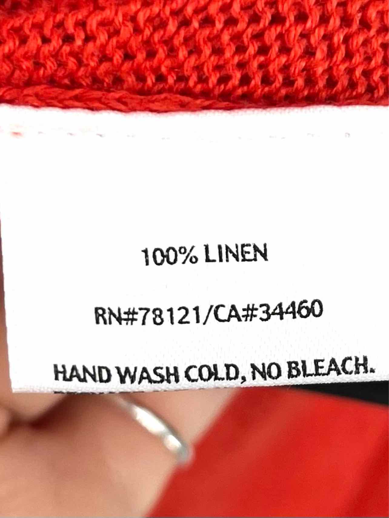 Eileen Fisher Size L Orange-Red Knit Linen Cardigans Cardigan - Image 4