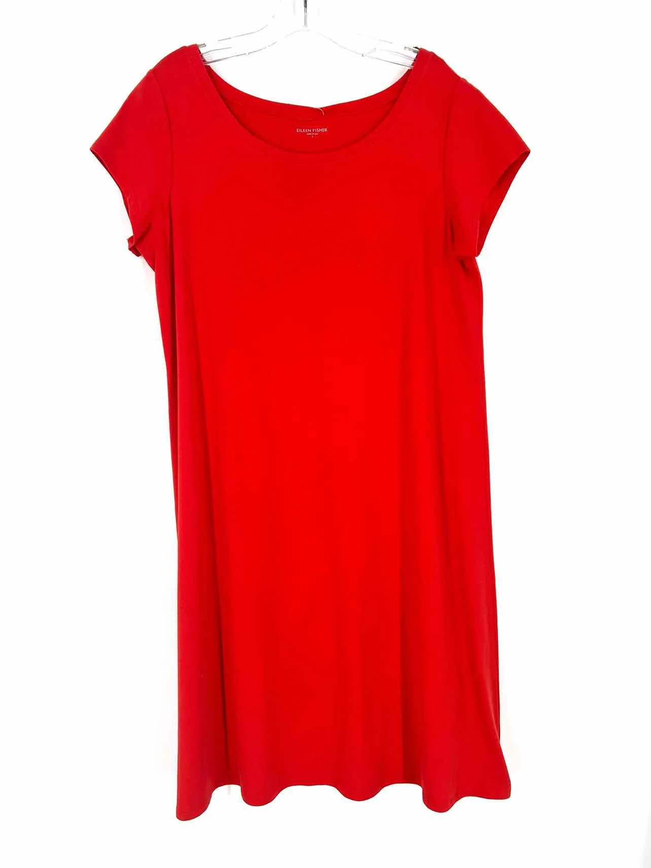 Eileen Fisher Size L Orange Solid Cotton Blend Designer Dress