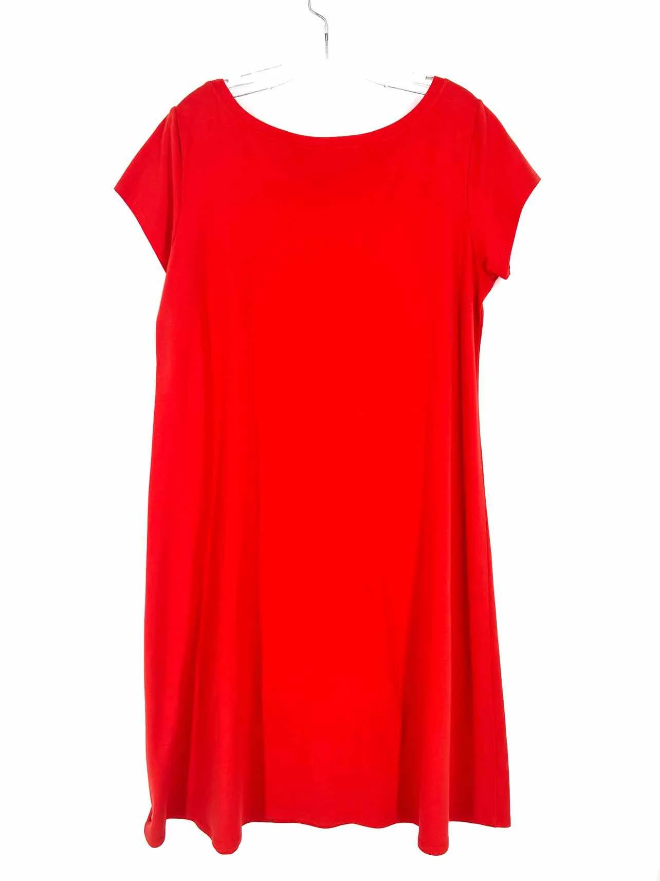 Eileen Fisher Size L Orange Solid Cotton Blend Designer Dress - Image 2