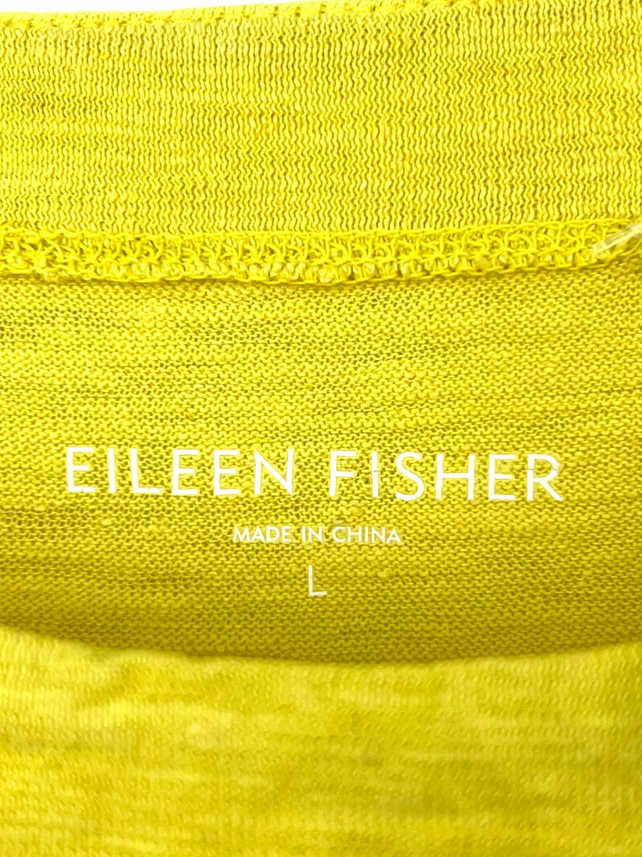 Eileen Fisher Size L Yellow Burnout Hemp/Cotton Designer Dress Maxi - Image 3