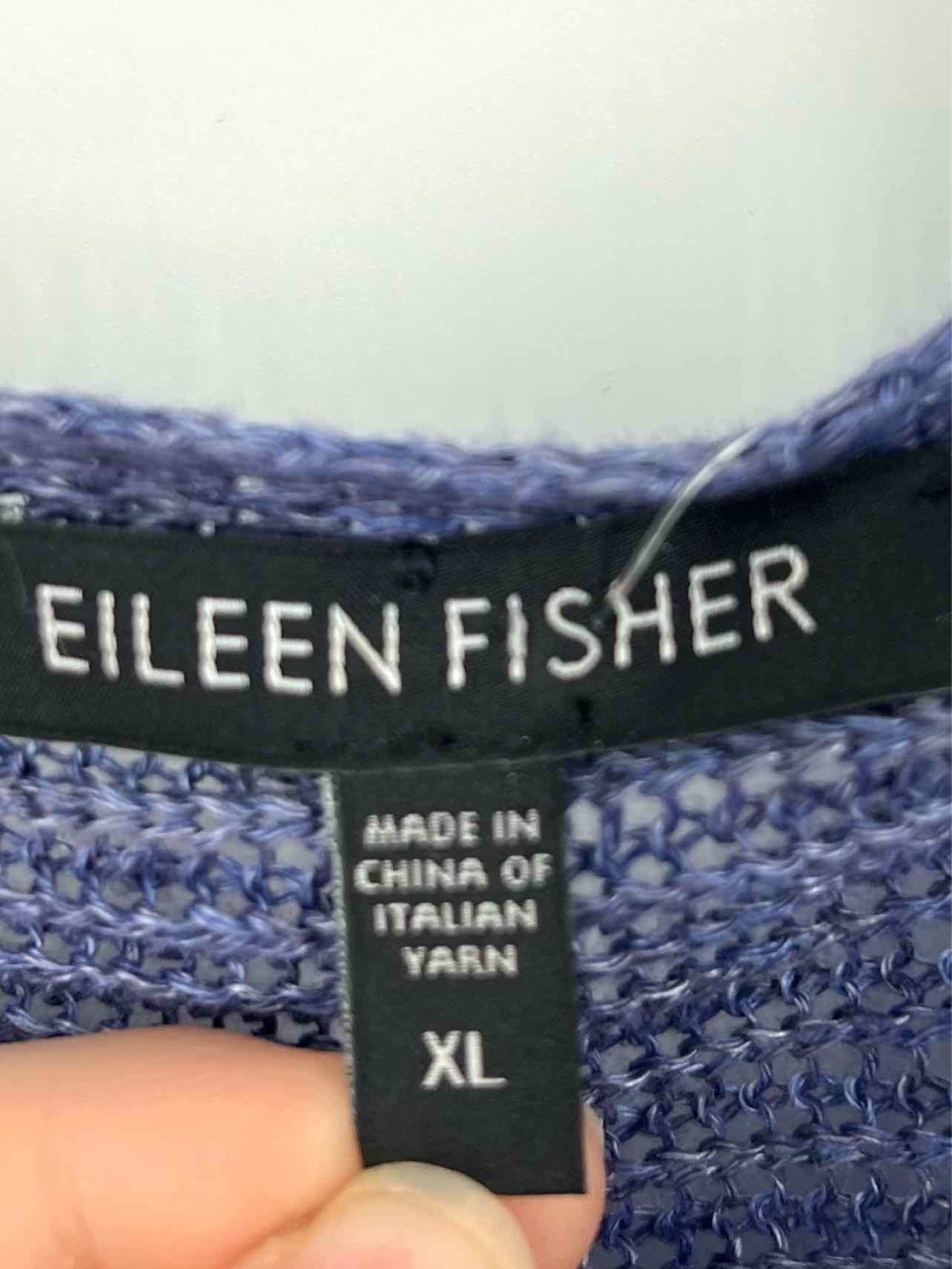 Eileen Fisher Size XL Blue Knit Linen Tops Tunic - Image 3