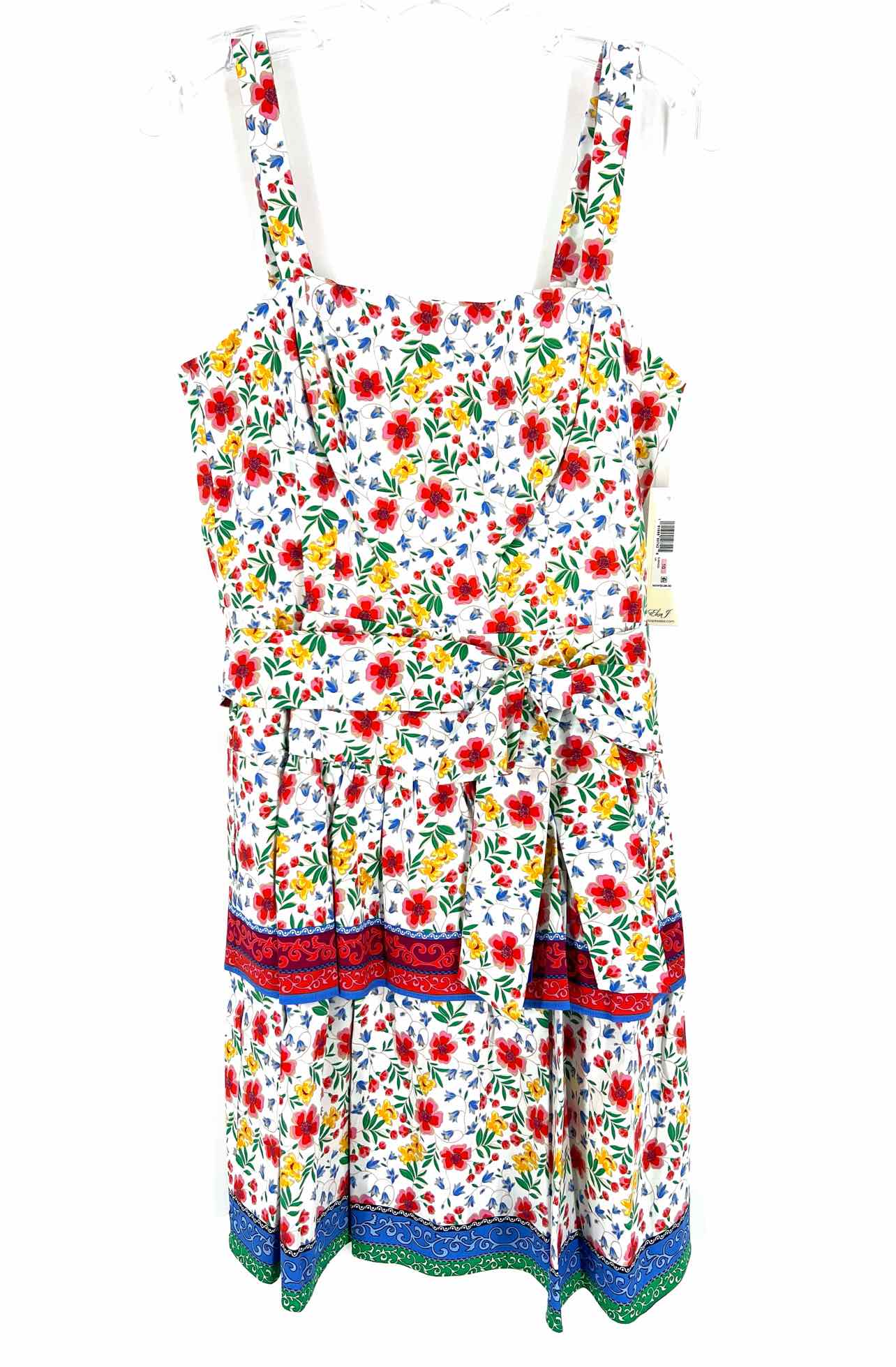 Eliza J Size 10 White/Multi Floral Pleated NEW Designer Dress