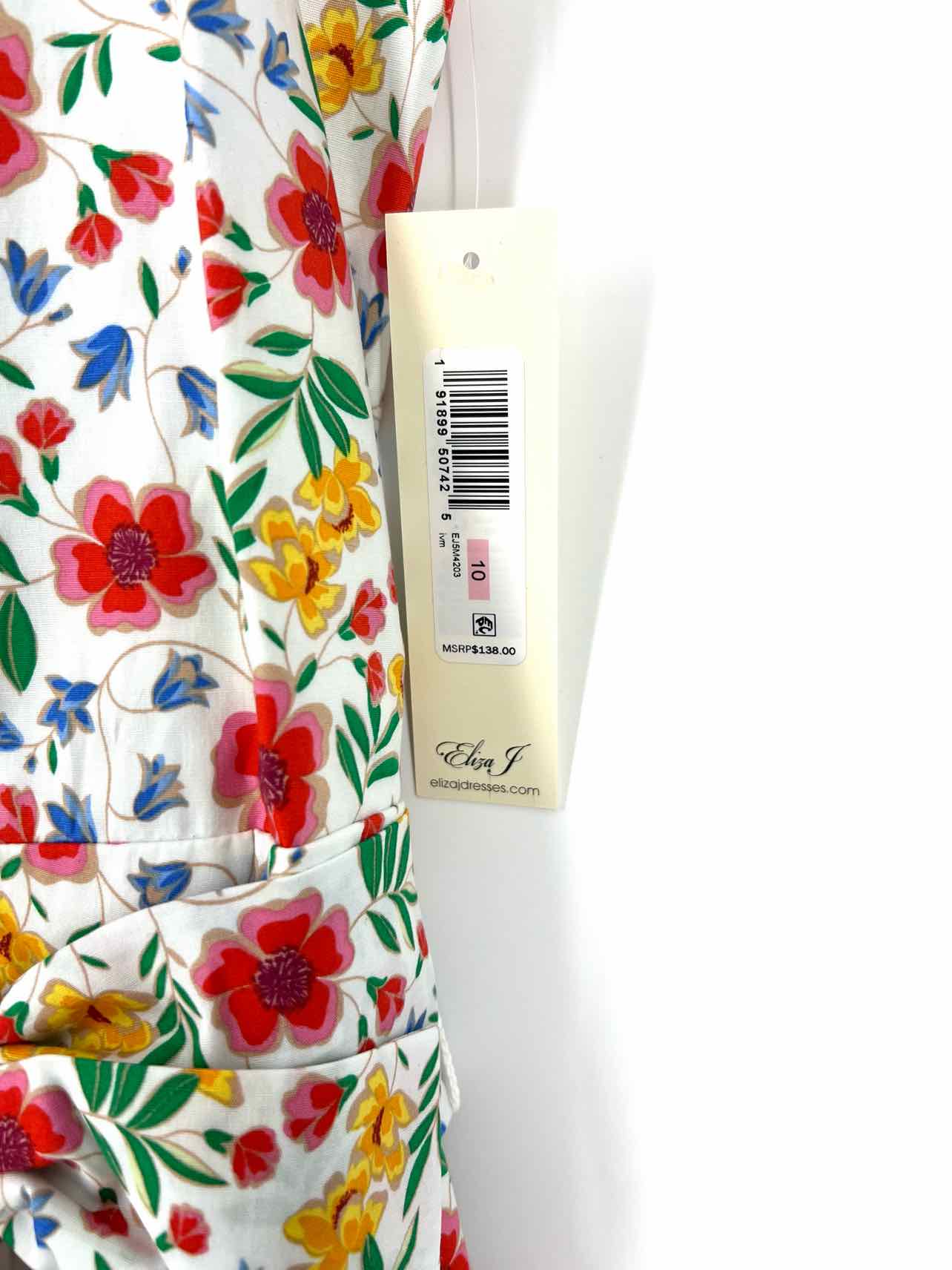 Eliza J Size 10 White/Multi Floral Pleated NEW Designer Dress - Image 3