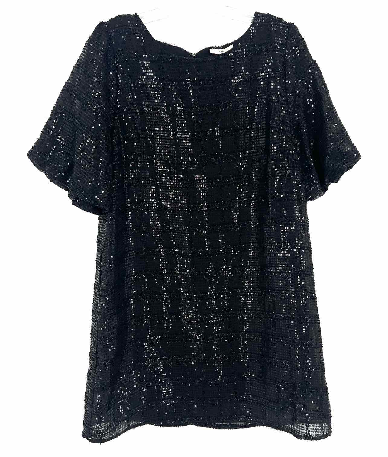 entro Size M Black Sequined Puff Sleeve Dresses Dress