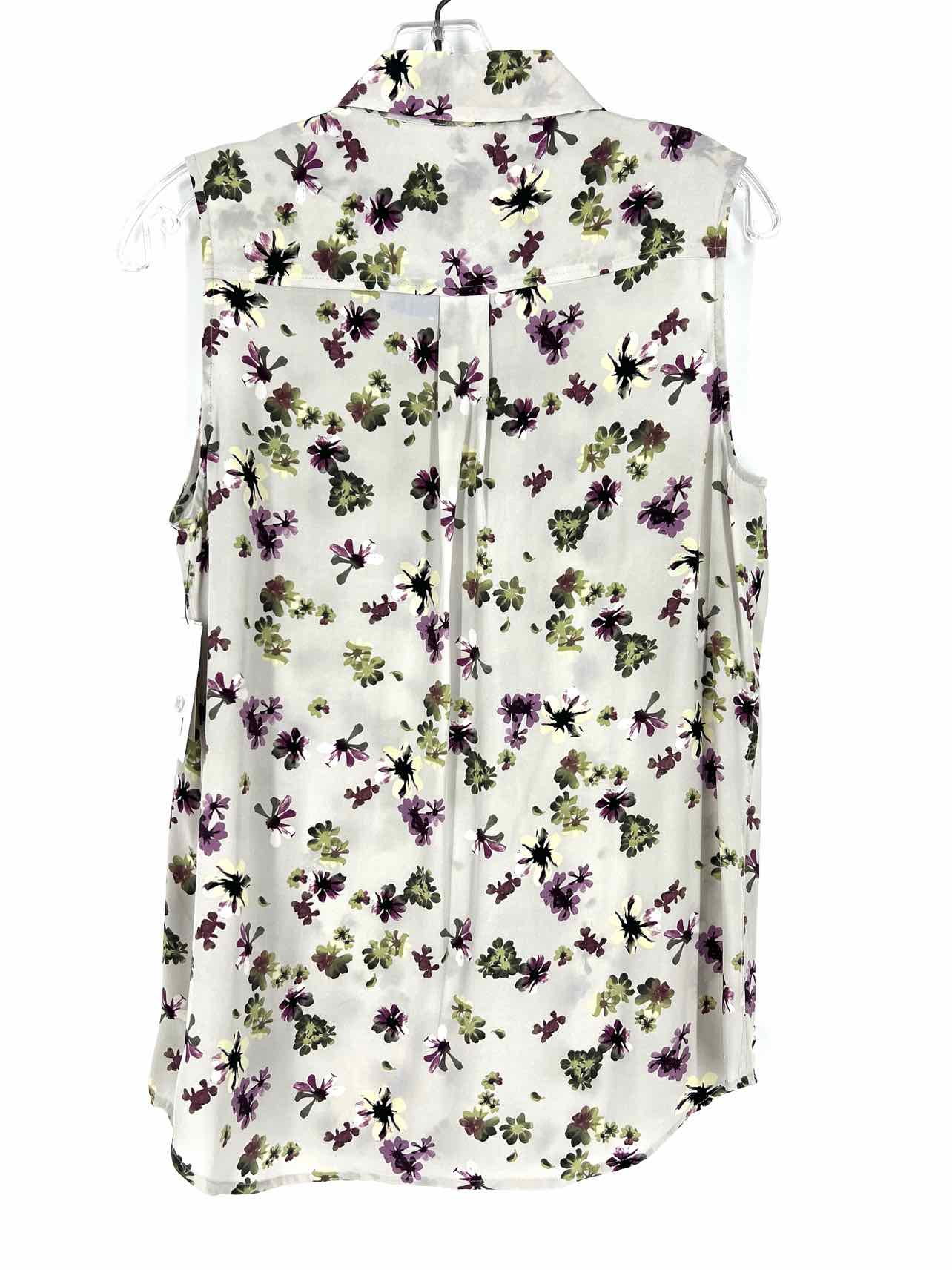 Equipment Femme Size S Pet Lt Gray/Multi Floral Silk NEW Sleeveless Blouse - Image 2