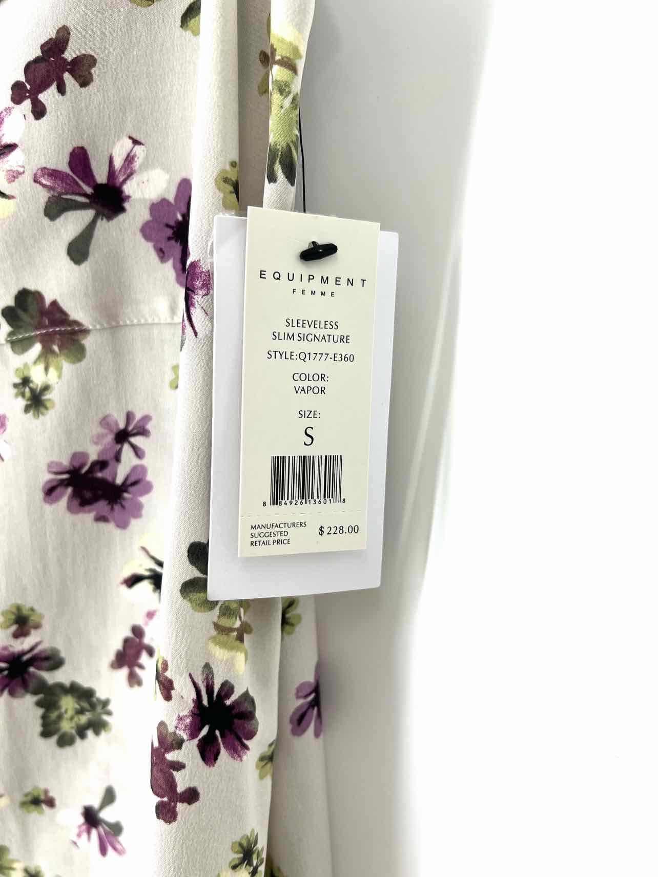 Equipment Femme Size S Pet Lt Gray/Multi Floral Silk NEW Sleeveless Blouse - Image 3