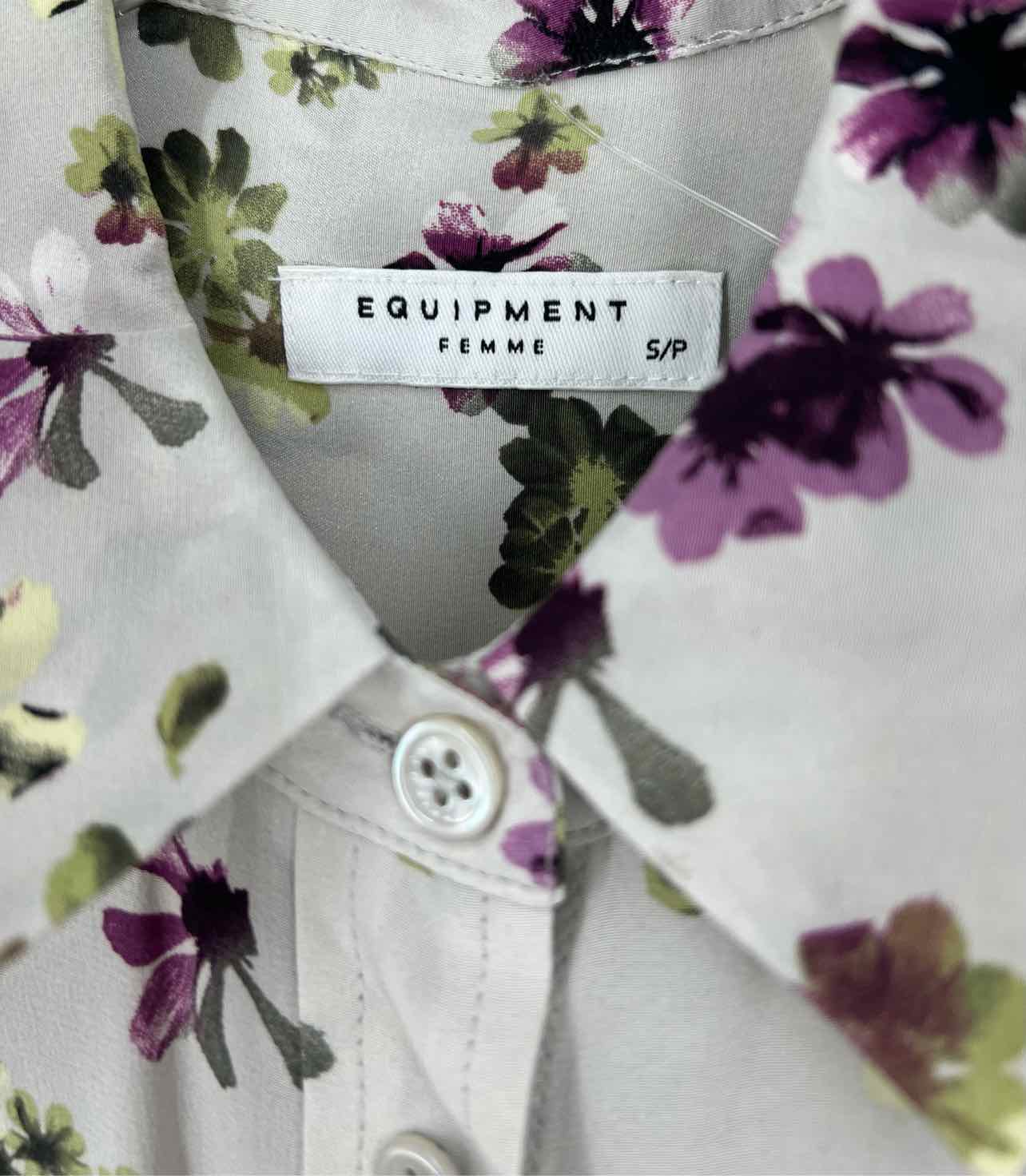 Equipment Femme Size S Pet Lt Gray/Multi Floral Silk NEW Sleeveless Blouse - Image 4