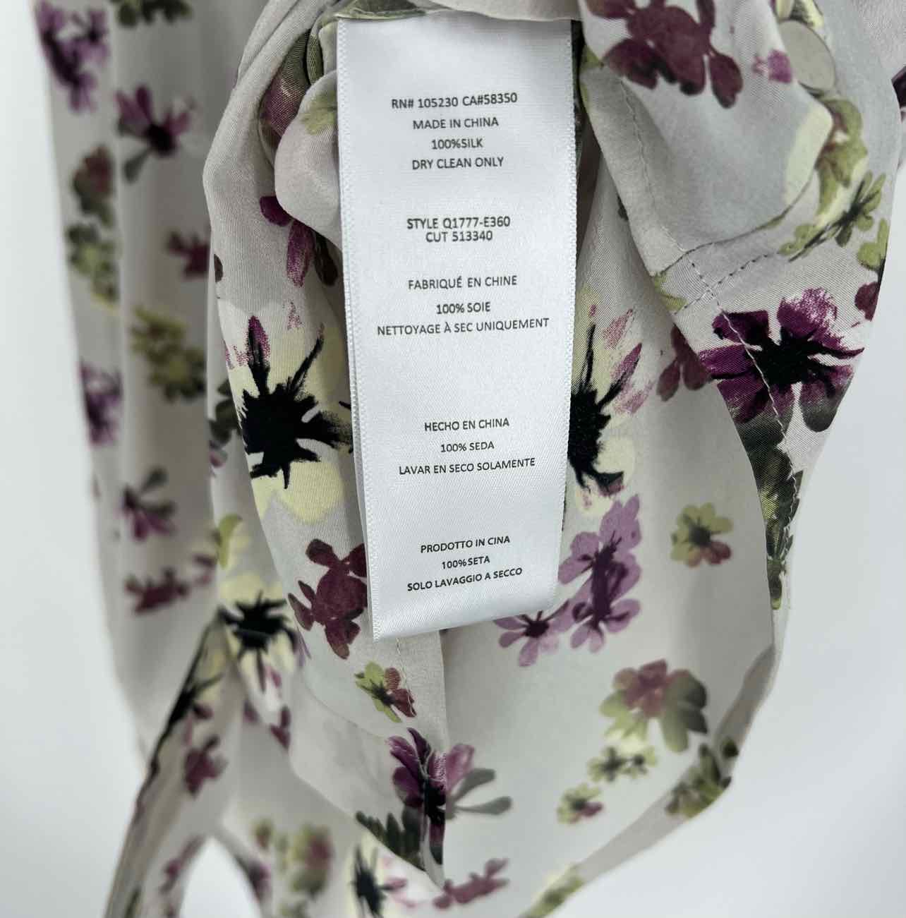 Equipment Femme Size S Pet Lt Gray/Multi Floral Silk NEW Sleeveless Blouse - Image 5