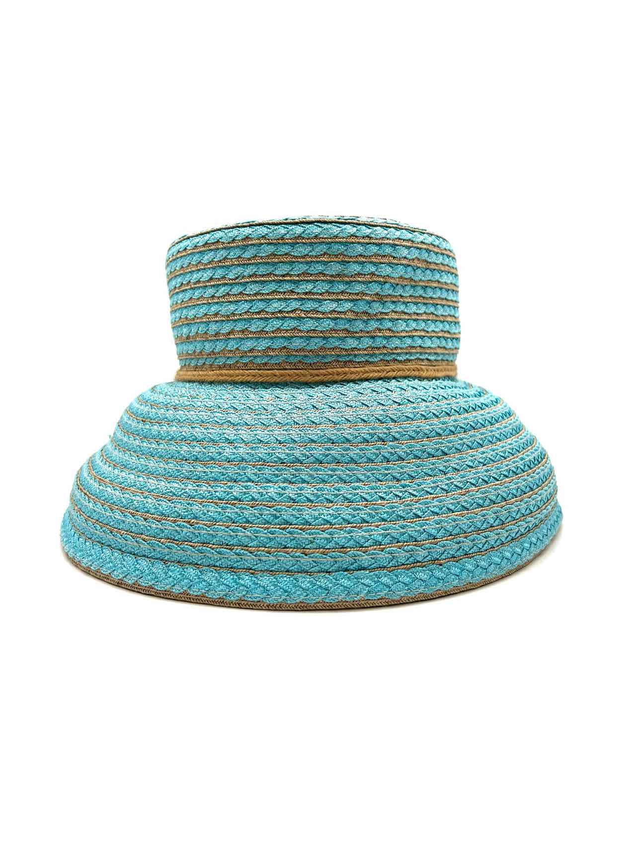 Eric Javits Aqua/Tan Woven Designer Hat - Image 5